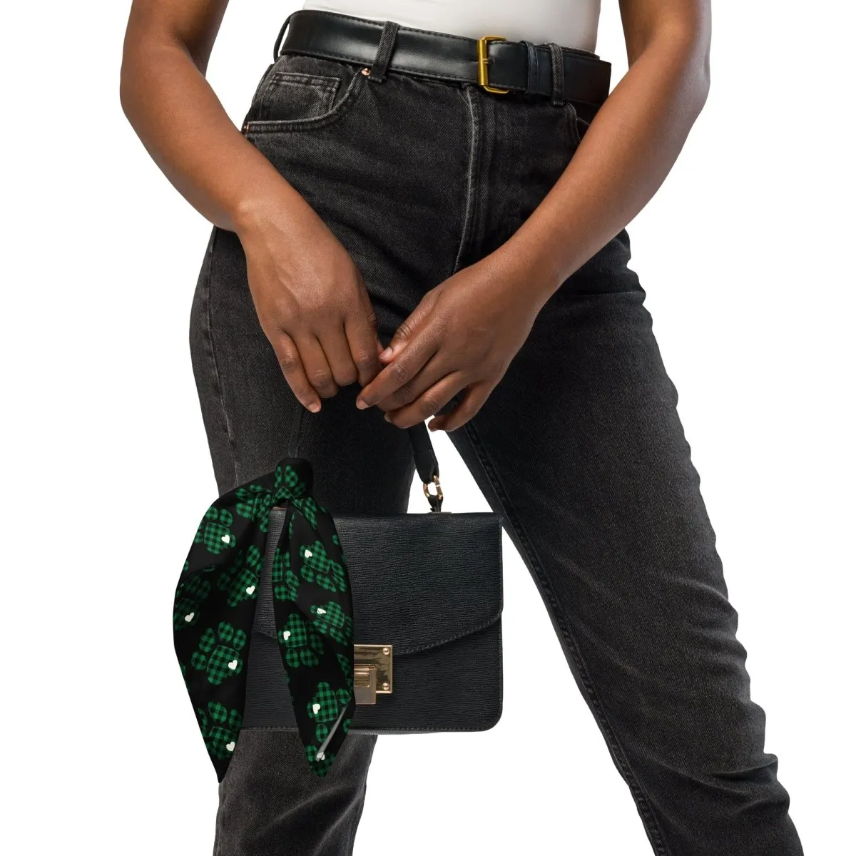 Green Buffalo Plaid Dog Paw Bandana