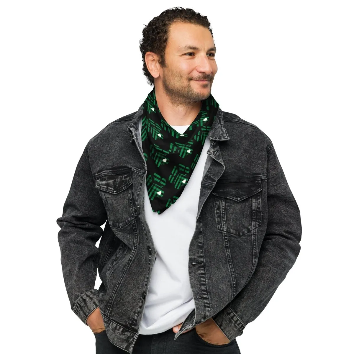 Green Buffalo Plaid Dog Paw Bandana