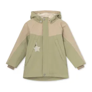 Green Colorblock Logo Print Jacket