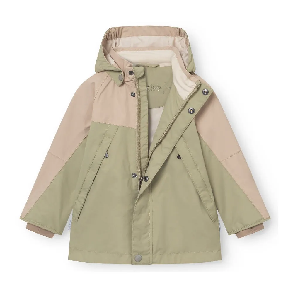 Green Colorblock Logo Print Jacket