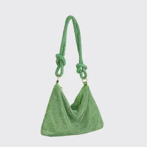 Green Rhinestones Evening Clutch Bag