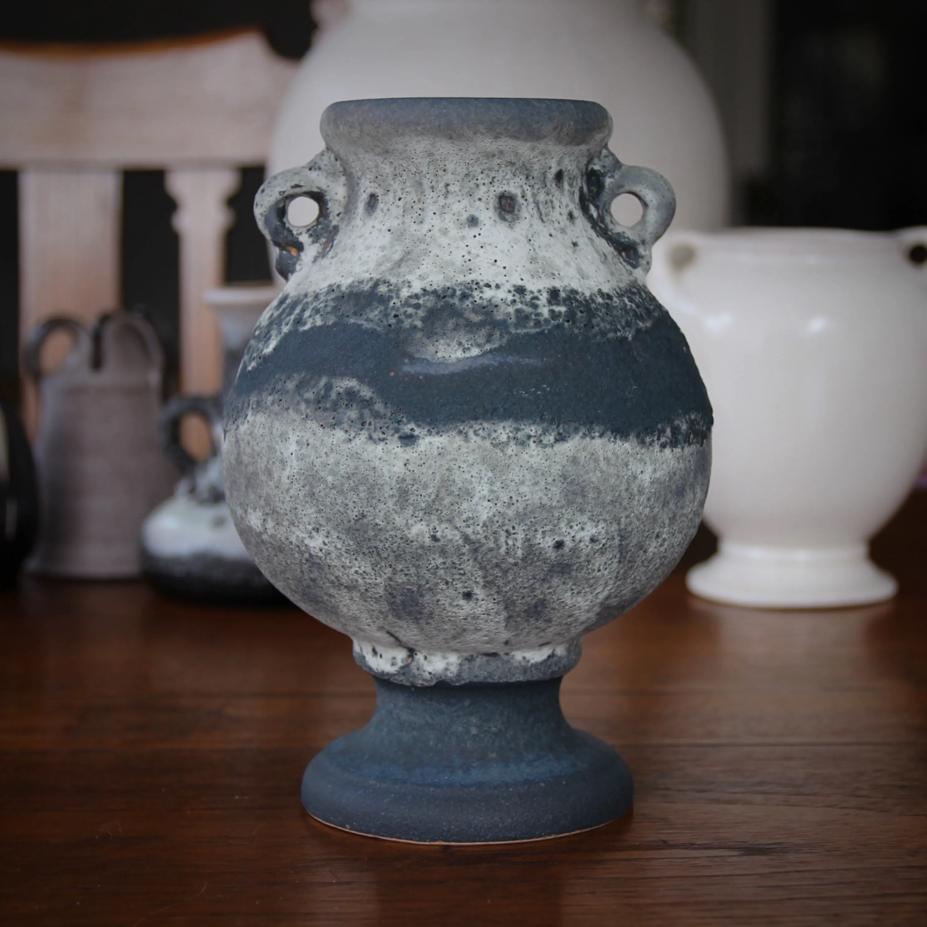 Grey & White Pedestaled Urn