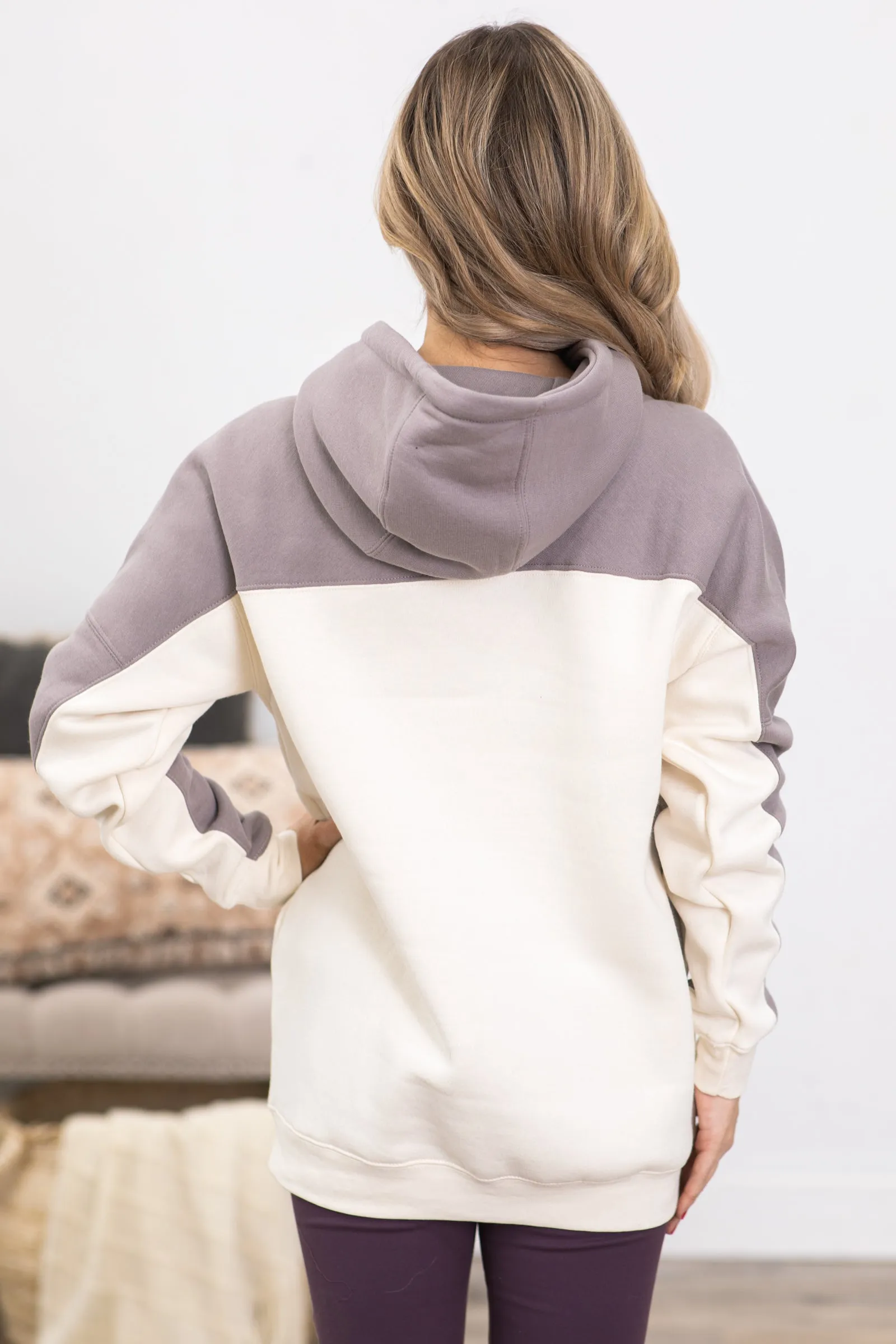 Grey and Cream Colorblock Pullover