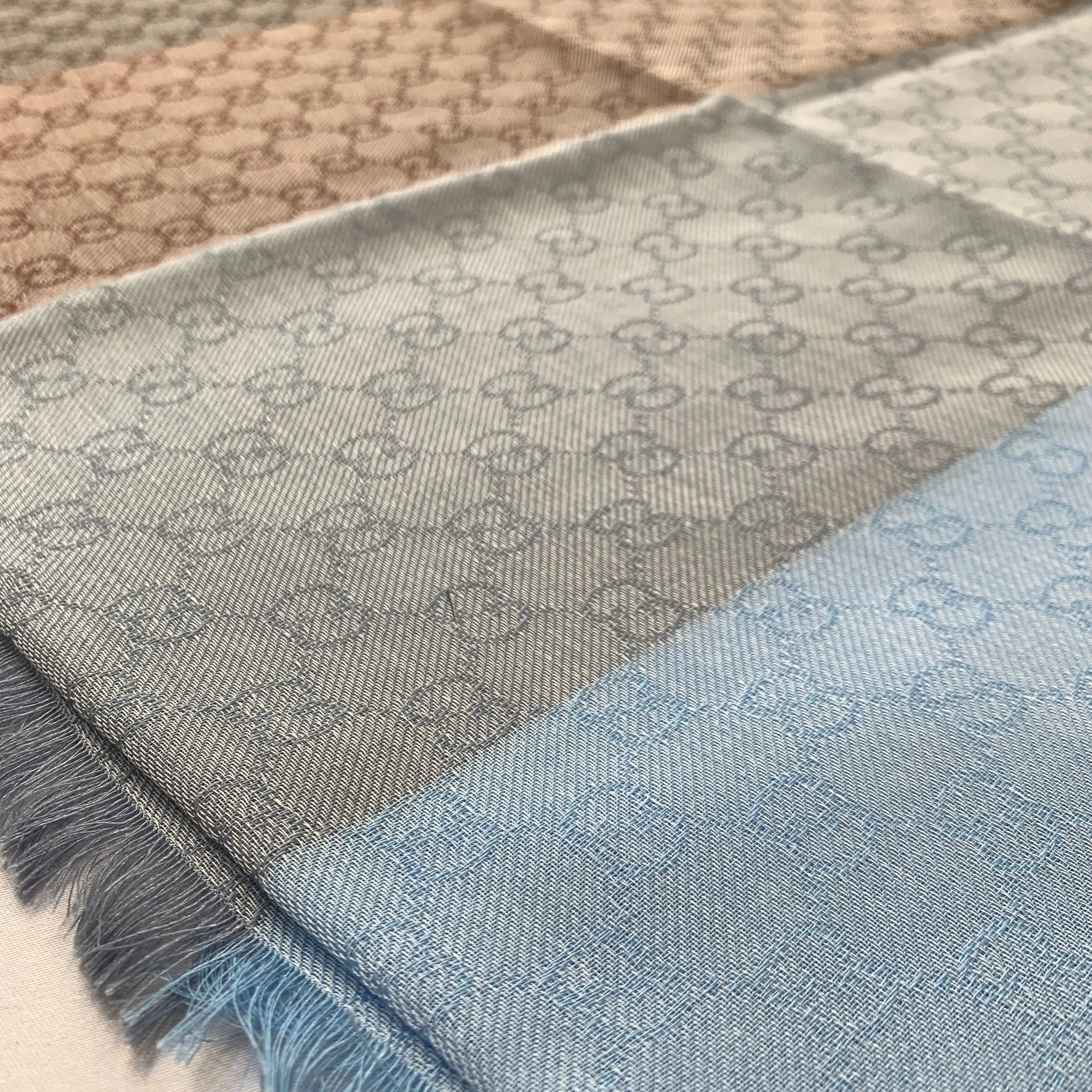 Gucci GG Lenolis Colorblock Scarf in Blue and Brown