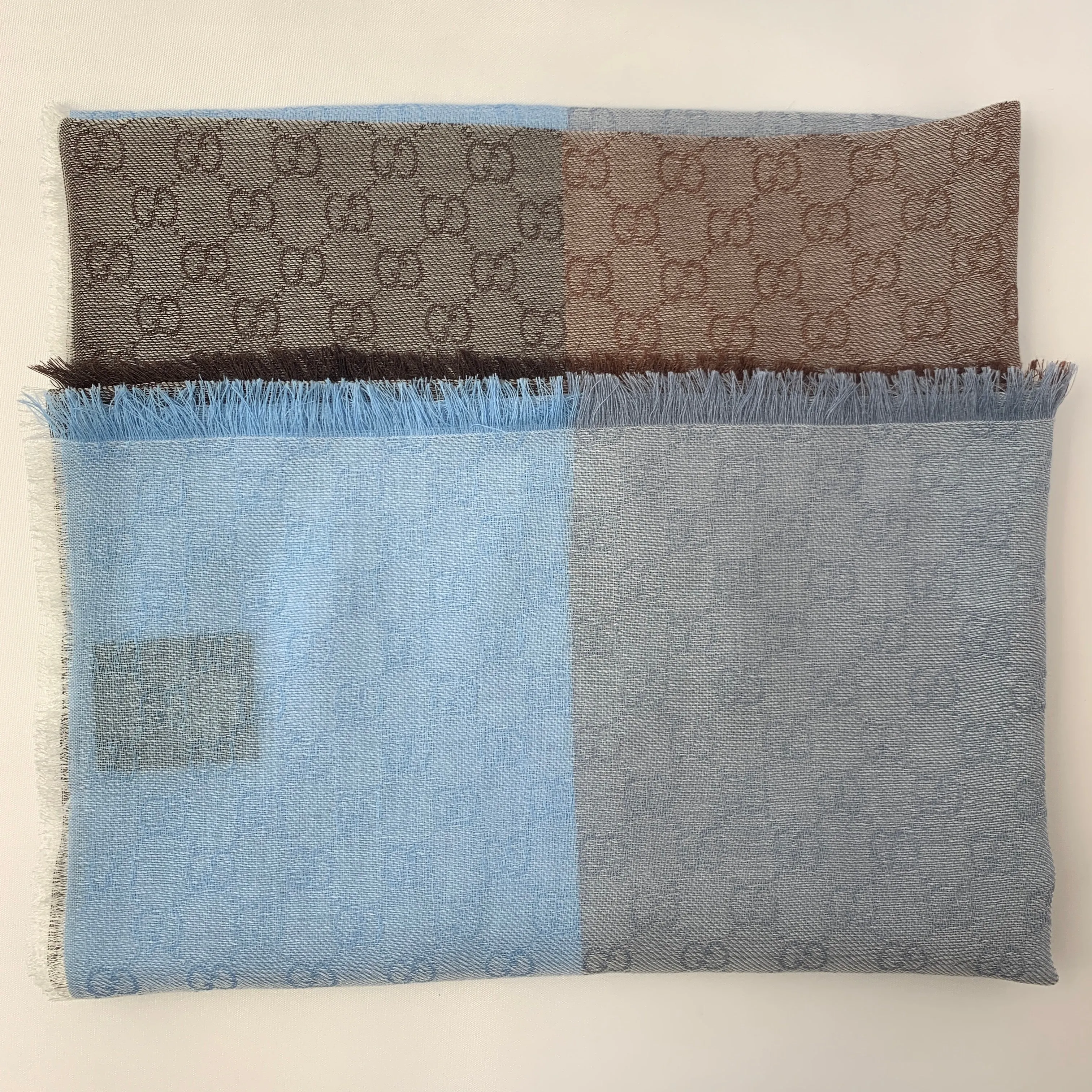 Gucci GG Lenolis Colorblock Scarf in Blue and Brown