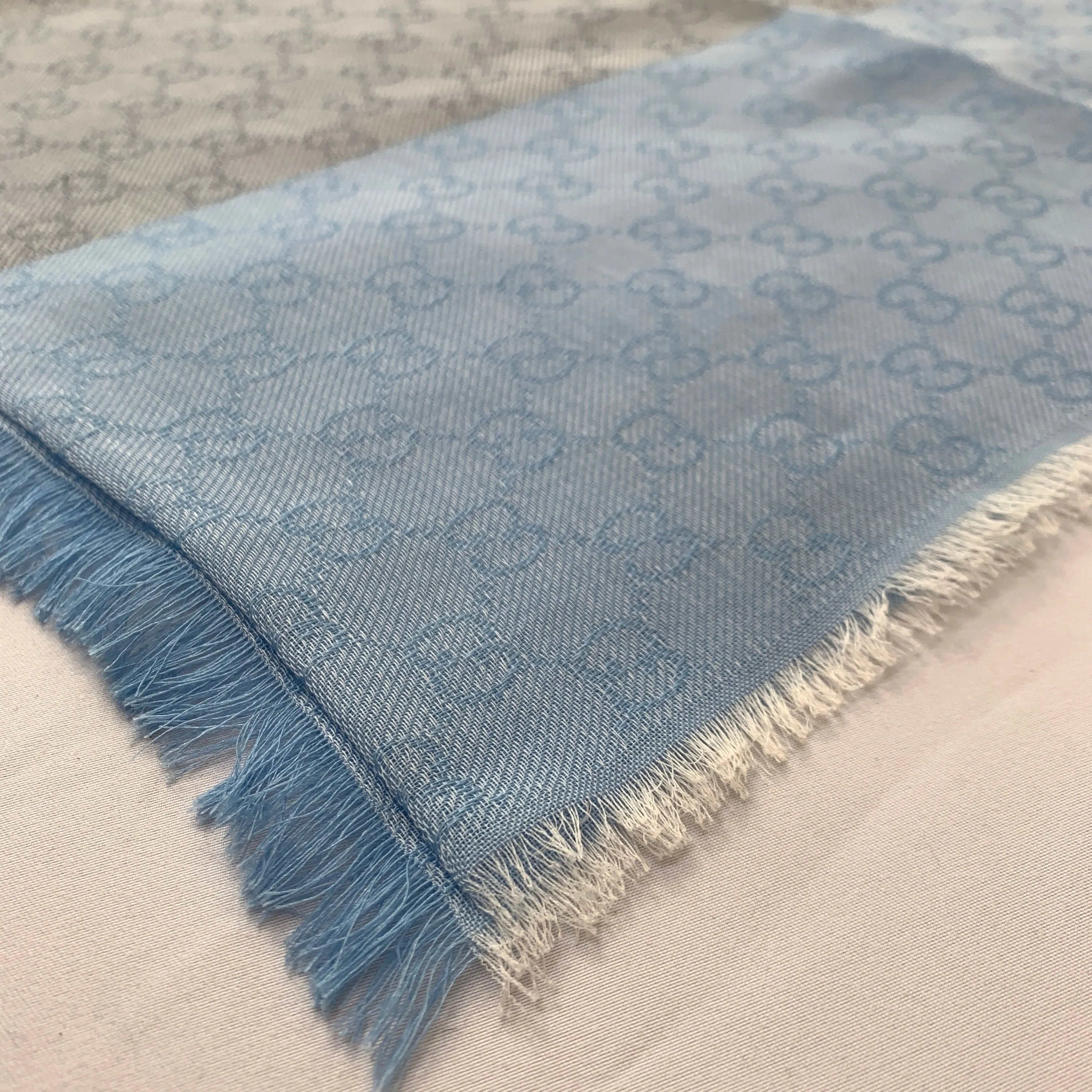 Gucci GG Lenolis Colorblock Scarf in Blue and Brown