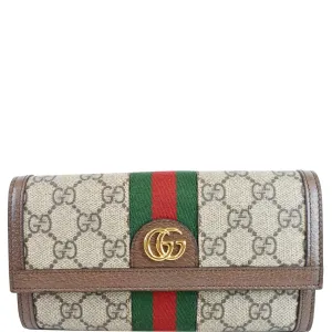 GUCCI Ophidia GG Continental Supreme Canvas Wallet Beige 523153