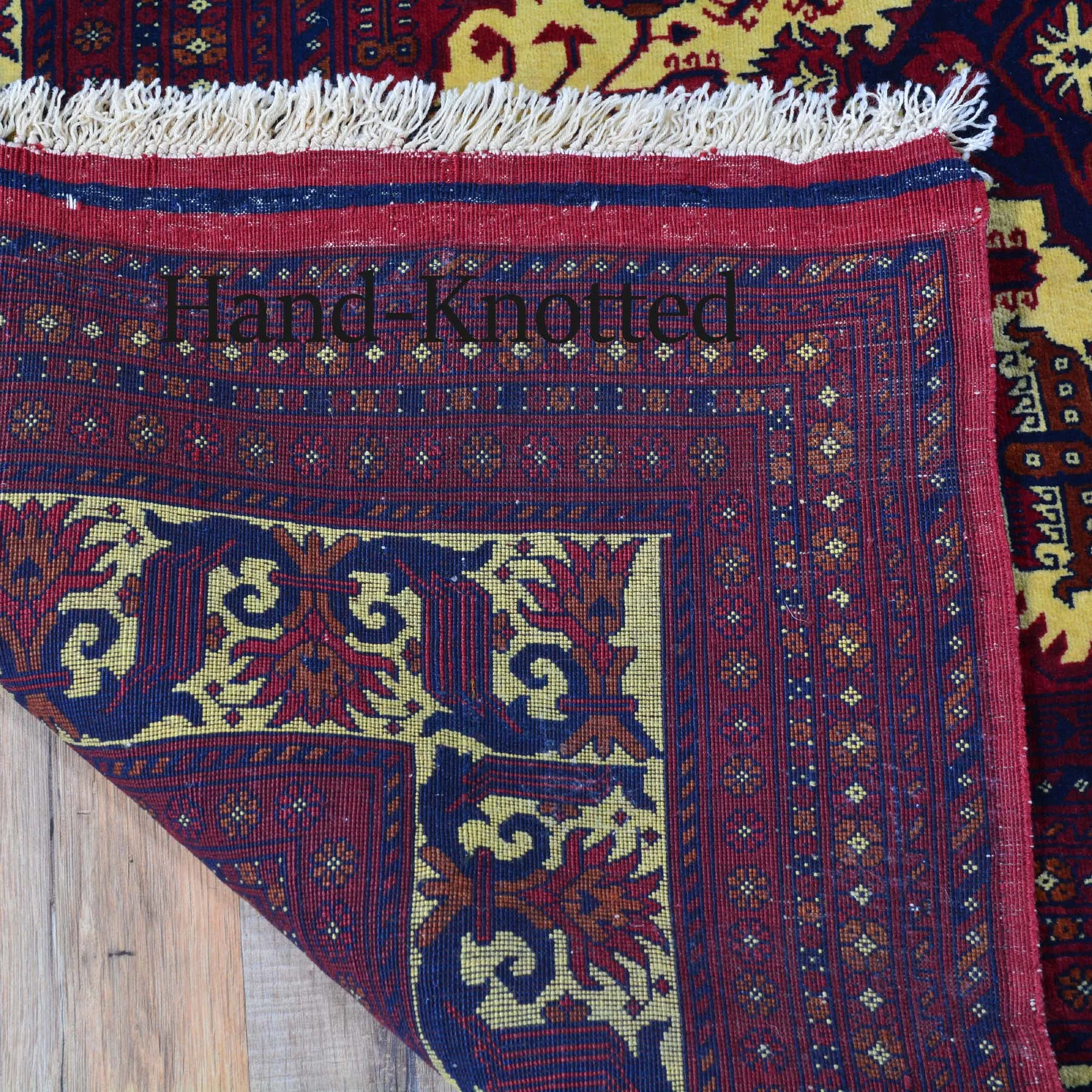 Hand-Knotted Afghan Belgic Turkoman Tribal Wool Rug (Size 6.7 X 9.3) Brral-2655