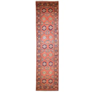 Hand-Knotted Afghan Ersari Design 100% Wool Handmade Rug (Size 3.4 X 13.0) Brrsf-435