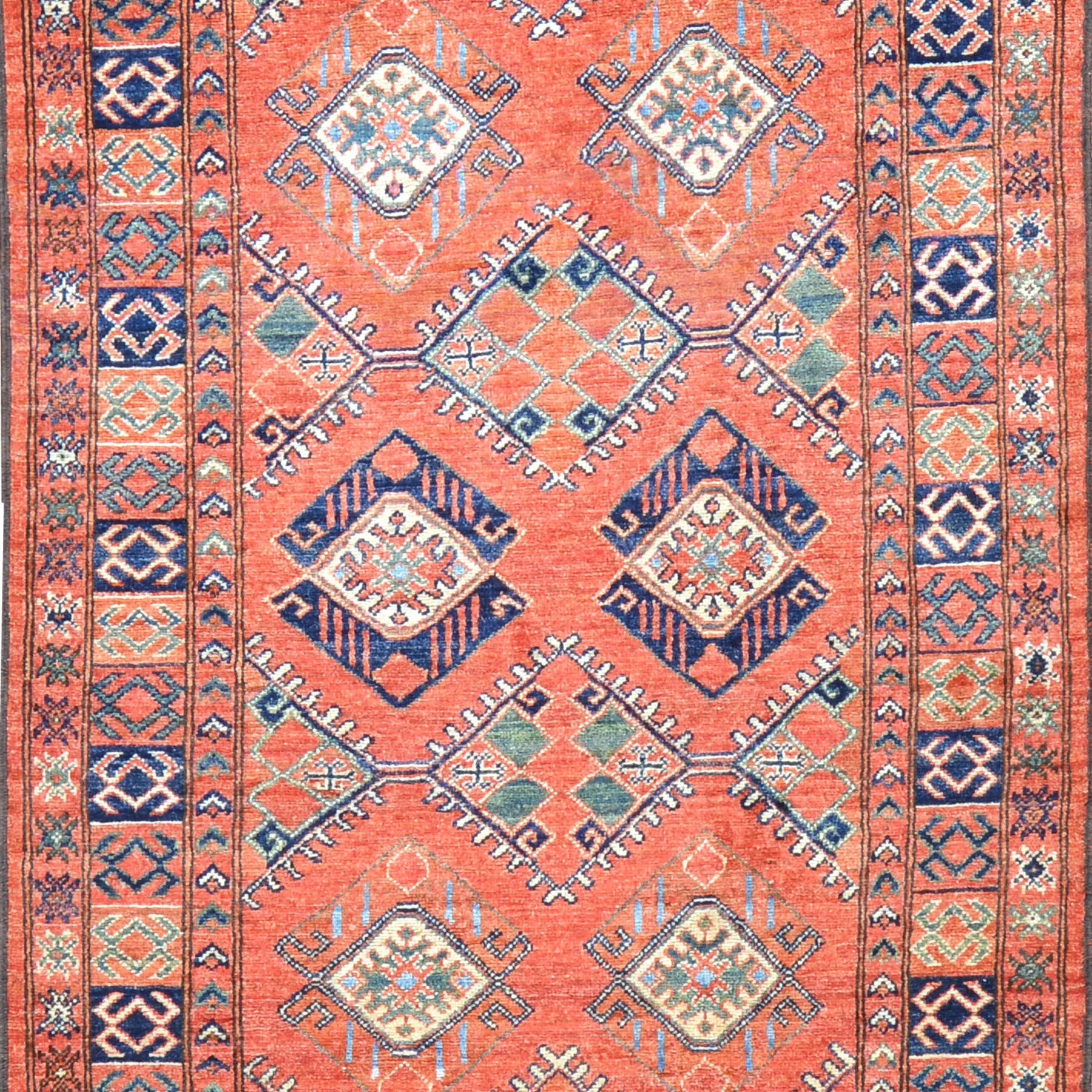Hand-Knotted Afghan Ersari Design 100% Wool Handmade Rug (Size 3.4 X 13.0) Brrsf-435