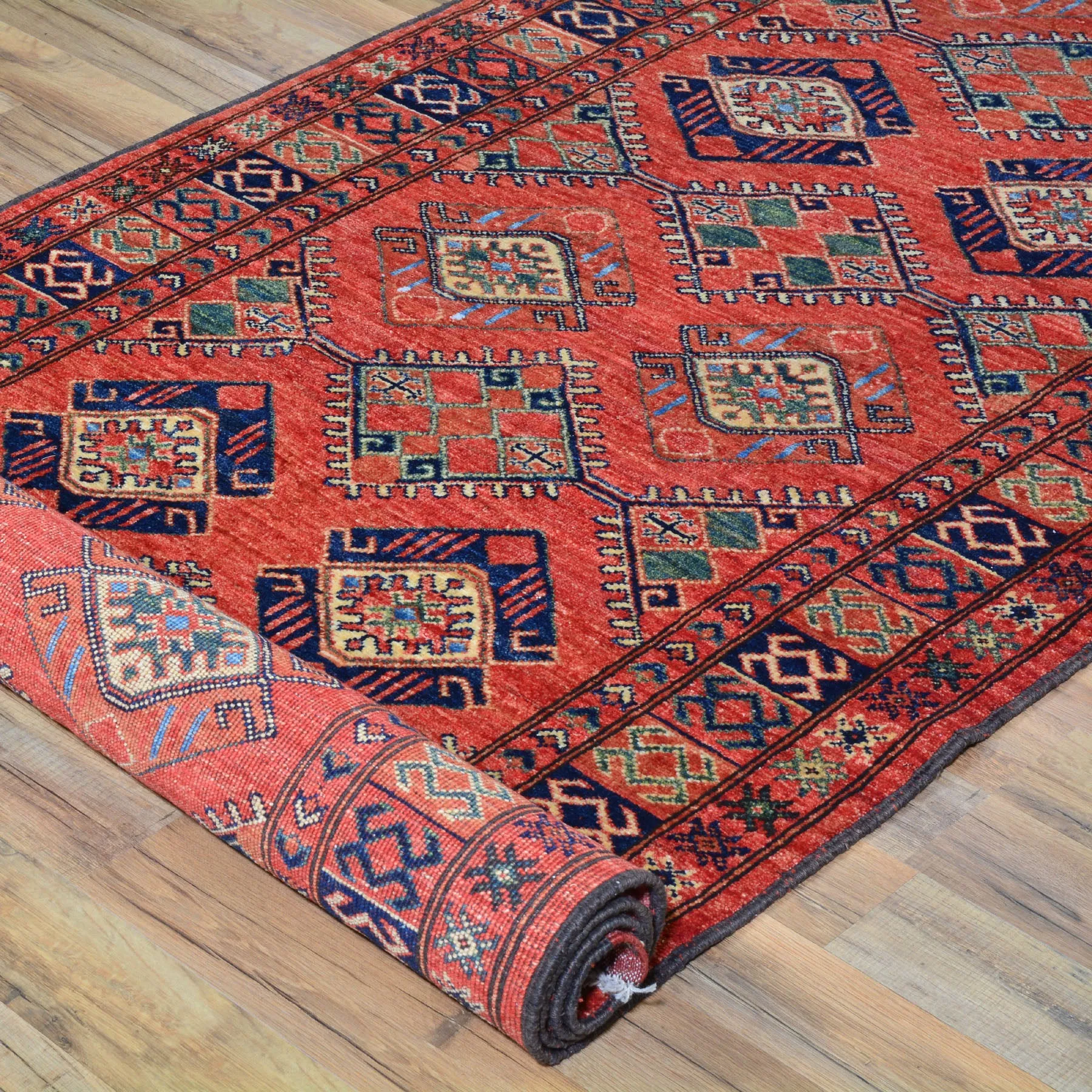 Hand-Knotted Afghan Ersari Design 100% Wool Handmade Rug (Size 3.4 X 13.0) Brrsf-435