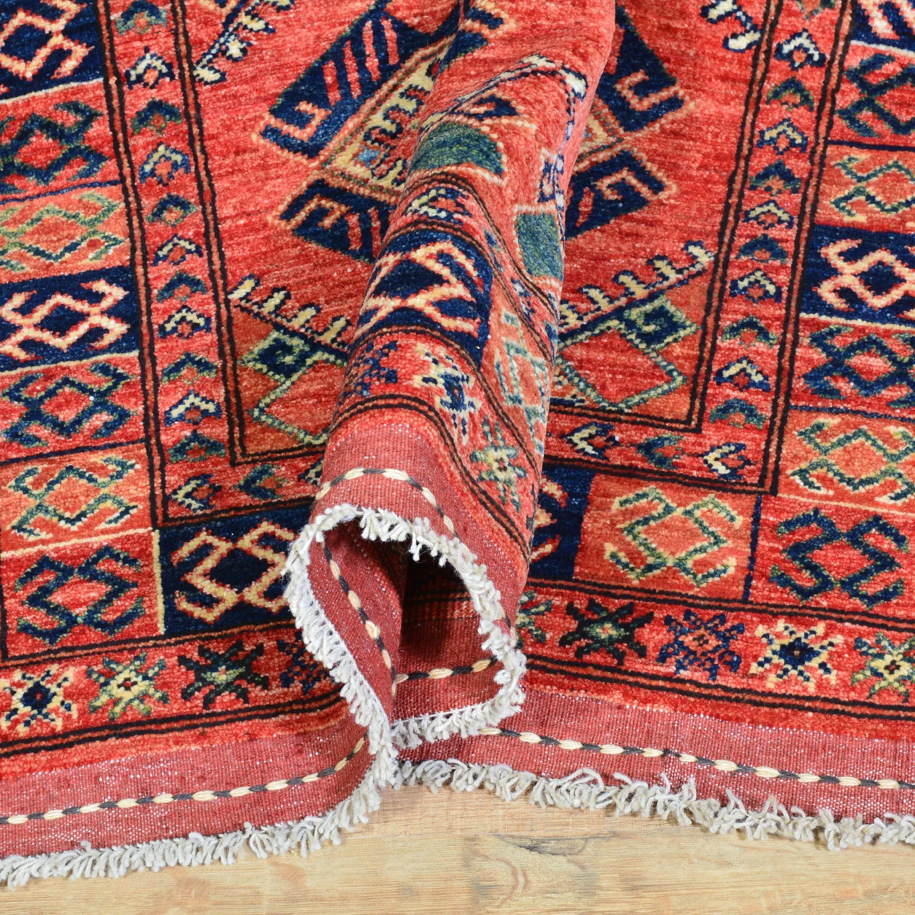 Hand-Knotted Afghan Ersari Design 100% Wool Handmade Rug (Size 3.4 X 13.0) Brrsf-435