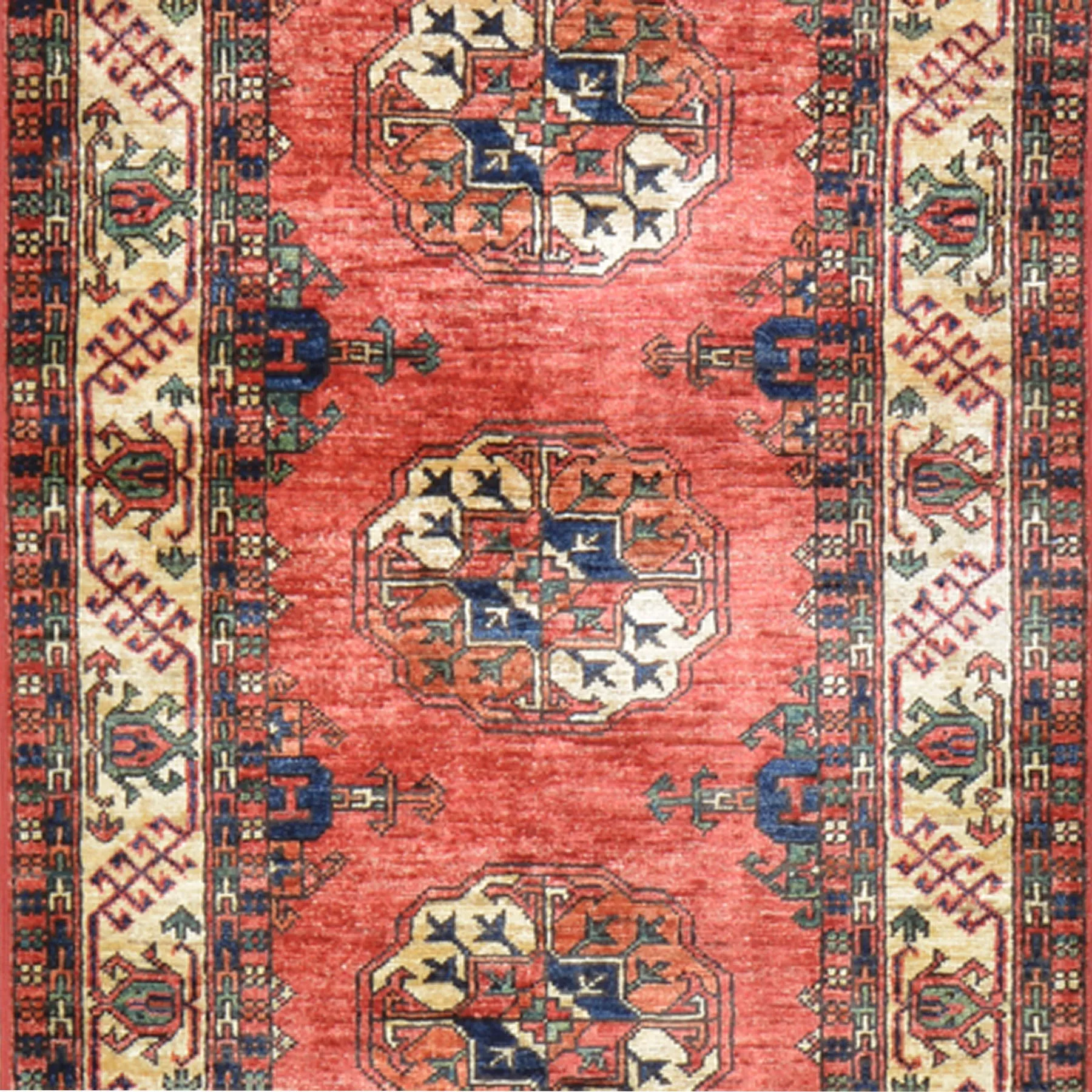 Hand-Knotted Afghan Ersari Elephant Feet Wool Handmade Rug (Size 2.8 X 9.7) Cwral-8676