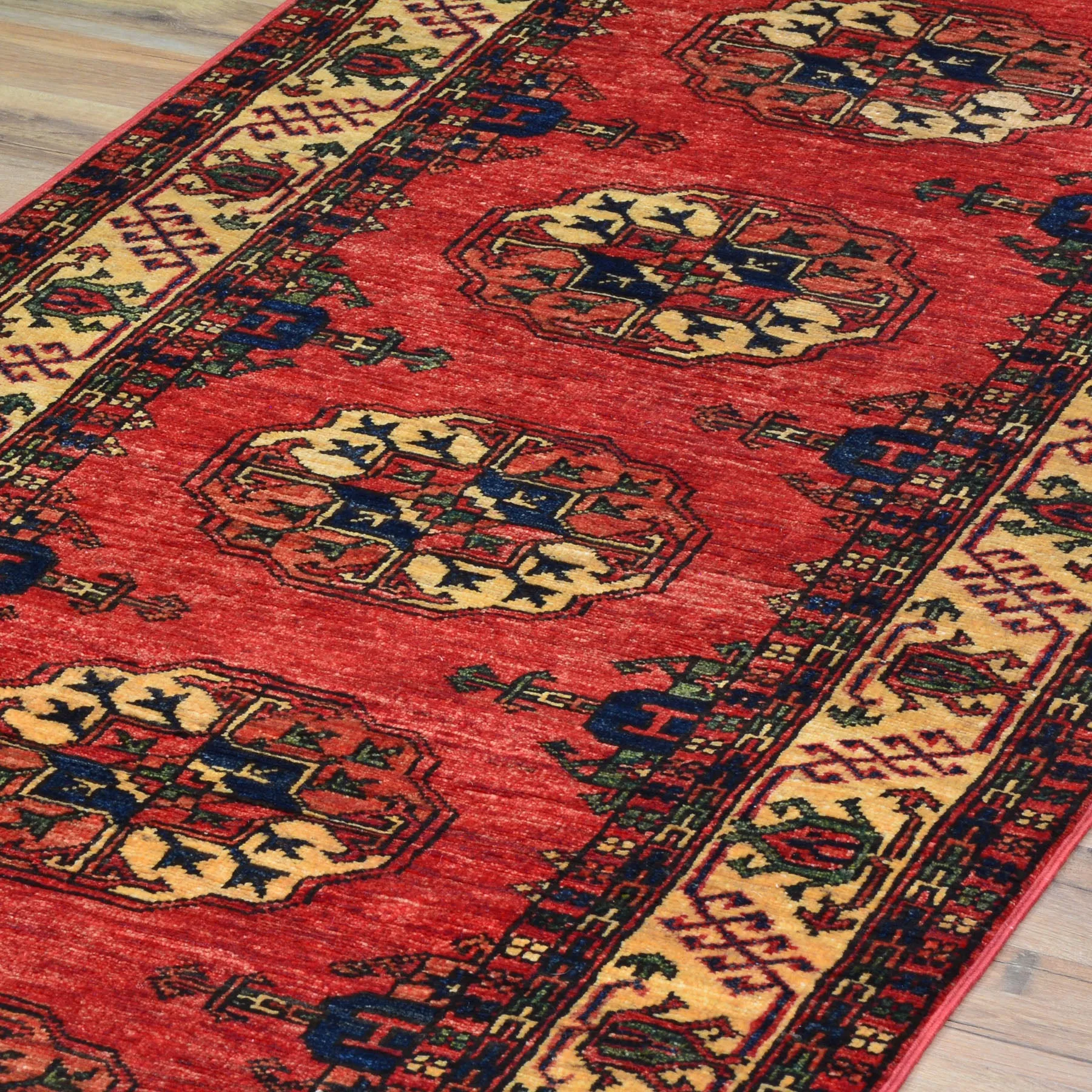 Hand-Knotted Afghan Ersari Elephant Feet Wool Handmade Rug (Size 2.8 X 9.7) Cwral-8676