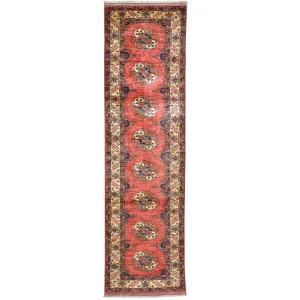 Hand-Knotted Afghan Ersari Elephant Feet Wool Handmade Rug (Size 2.8 X 9.7) Cwral-8676