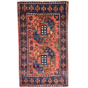 Hand-Knotted Afghan Ersari Tribal Handmade Wool Traditional Rug (Size 2.0 X 3.0) Cwral-9837