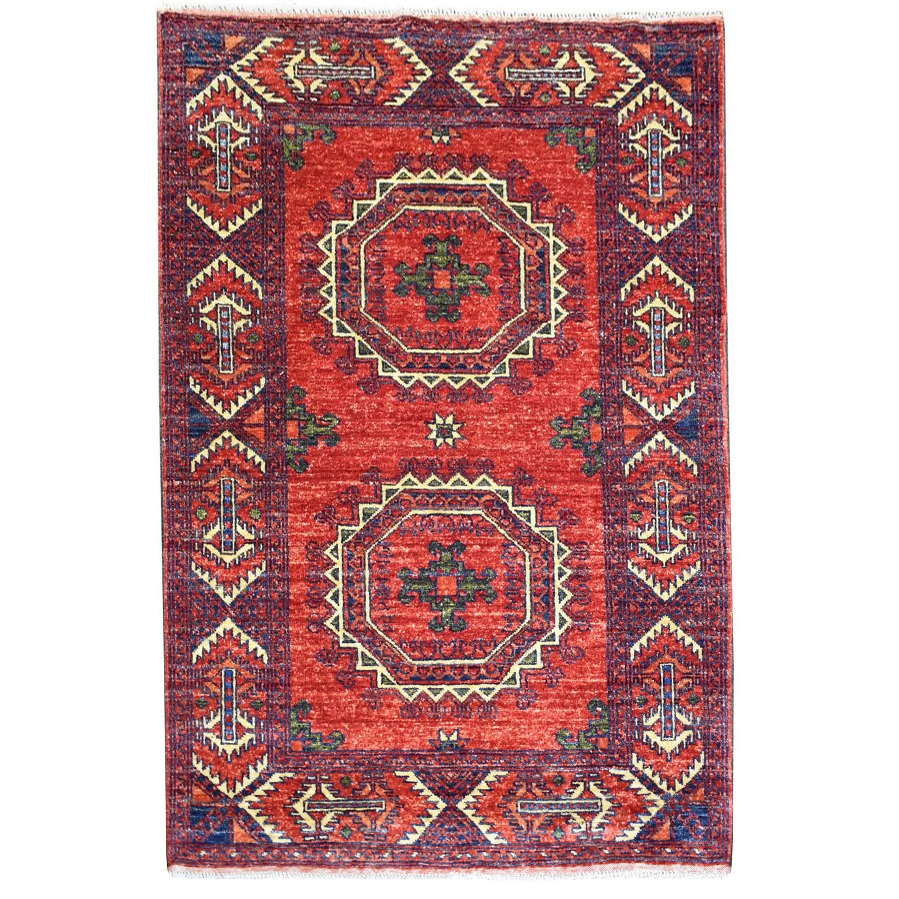 Hand-Knotted Afghan Ersari Tribal Handmade Wool Traditional Rug (Size 3.4 X 4.9) Cwral-9843