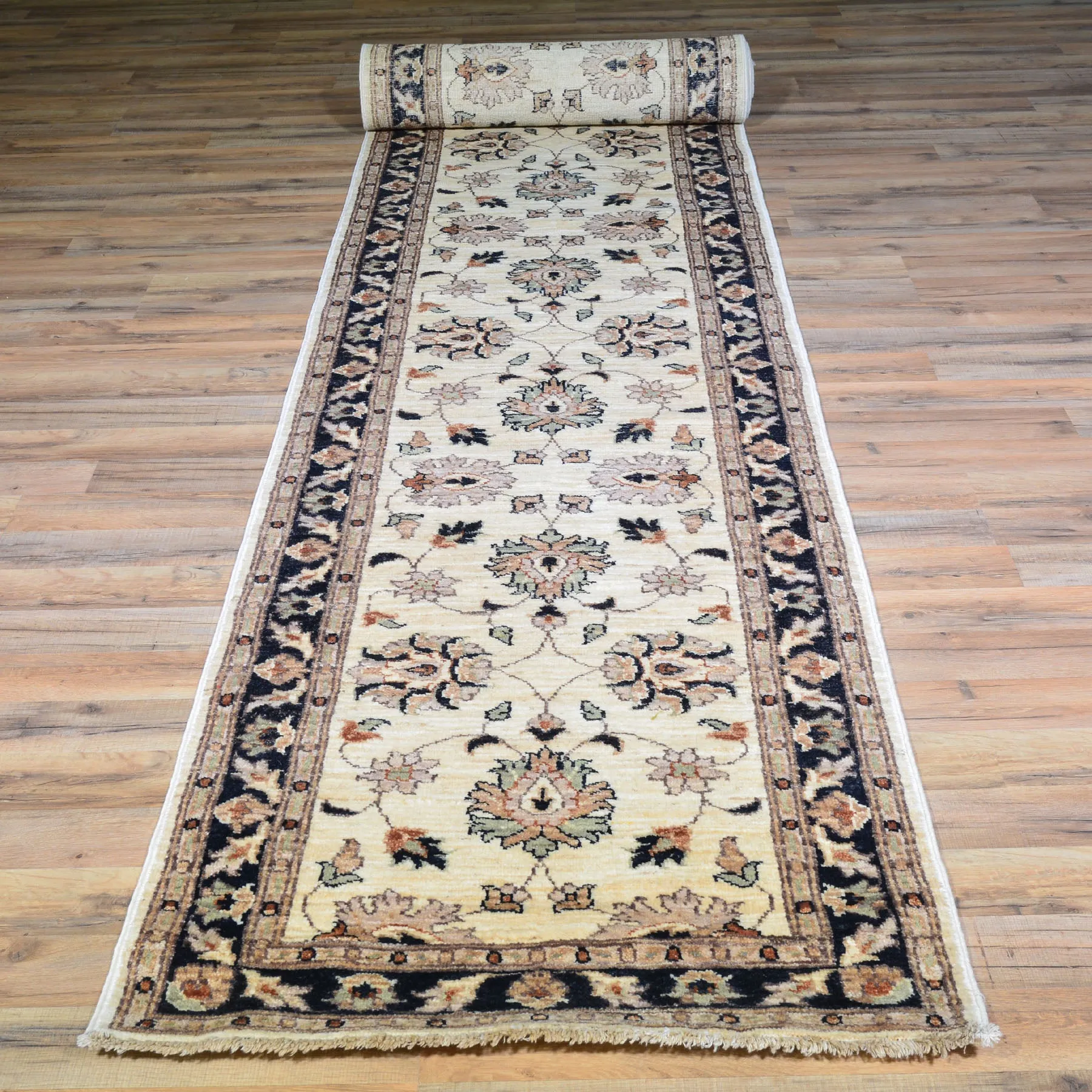 Hand-Knotted Afghan Peshawar Chobi Tribal Handmade 100% Wool Rug (Size 2.7 X 17.9) Brral-4503
