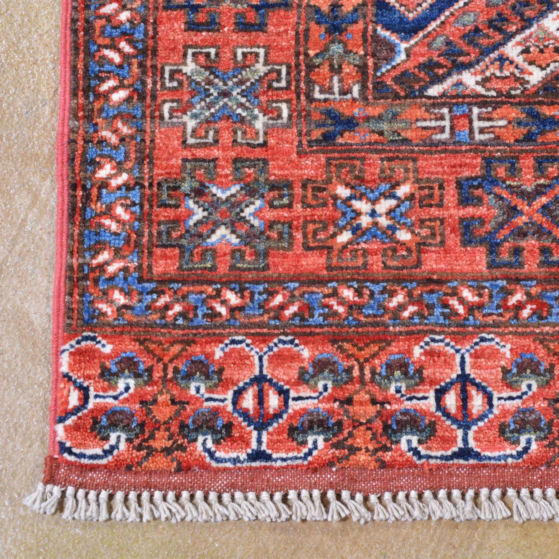 Hand-Knotted Afghan Tribal Handmade Authentic Wool Rug (Size 5.2 X 6.6) Brral-3225
