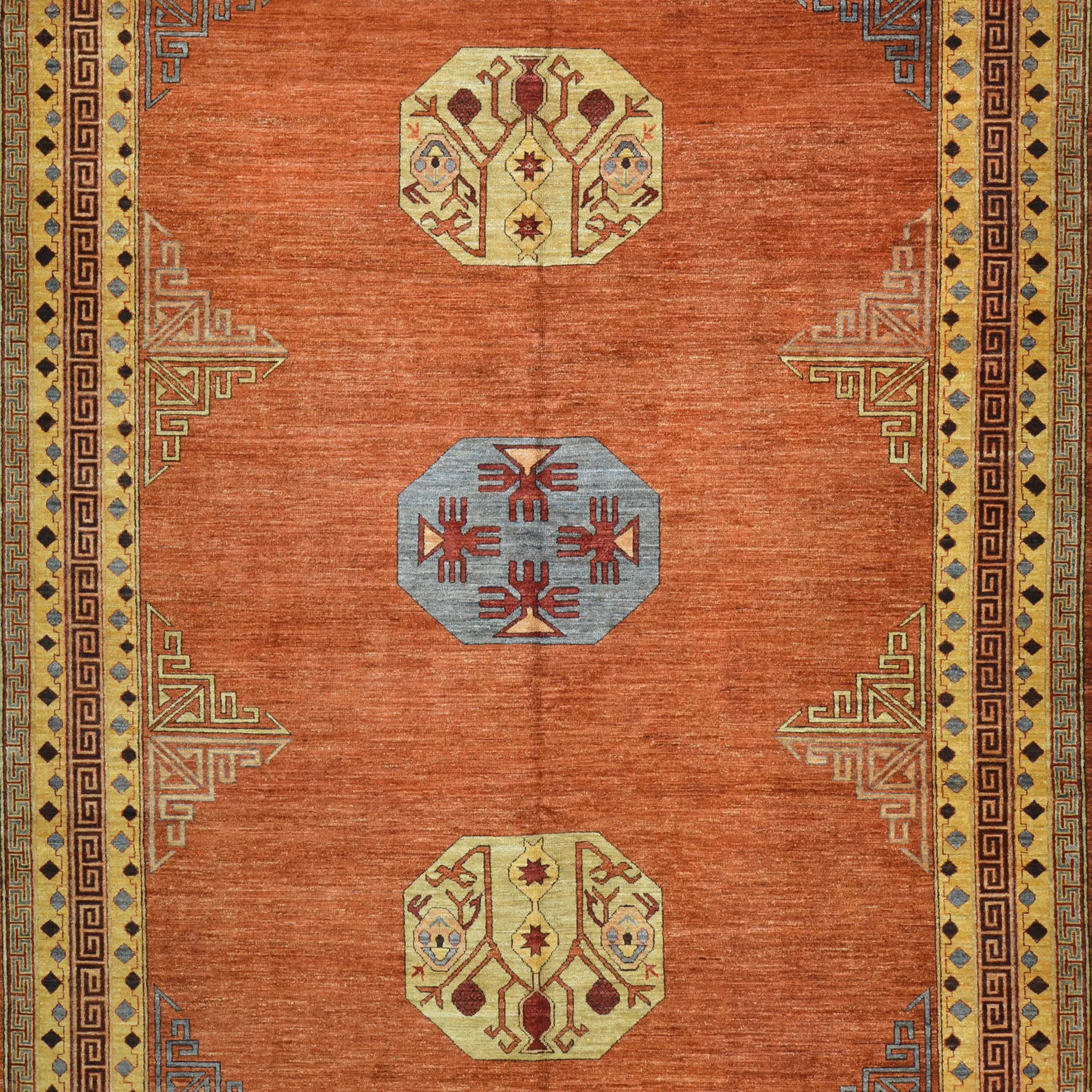 Hand-Knotted Afghan Tribal Khotan Design Wool Rug (Size 8.11 X 11.6) Cwral-9600