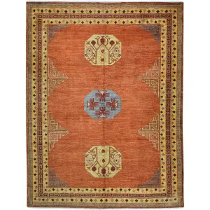Hand-Knotted Afghan Tribal Khotan Design Wool Rug (Size 8.11 X 11.6) Cwral-9600