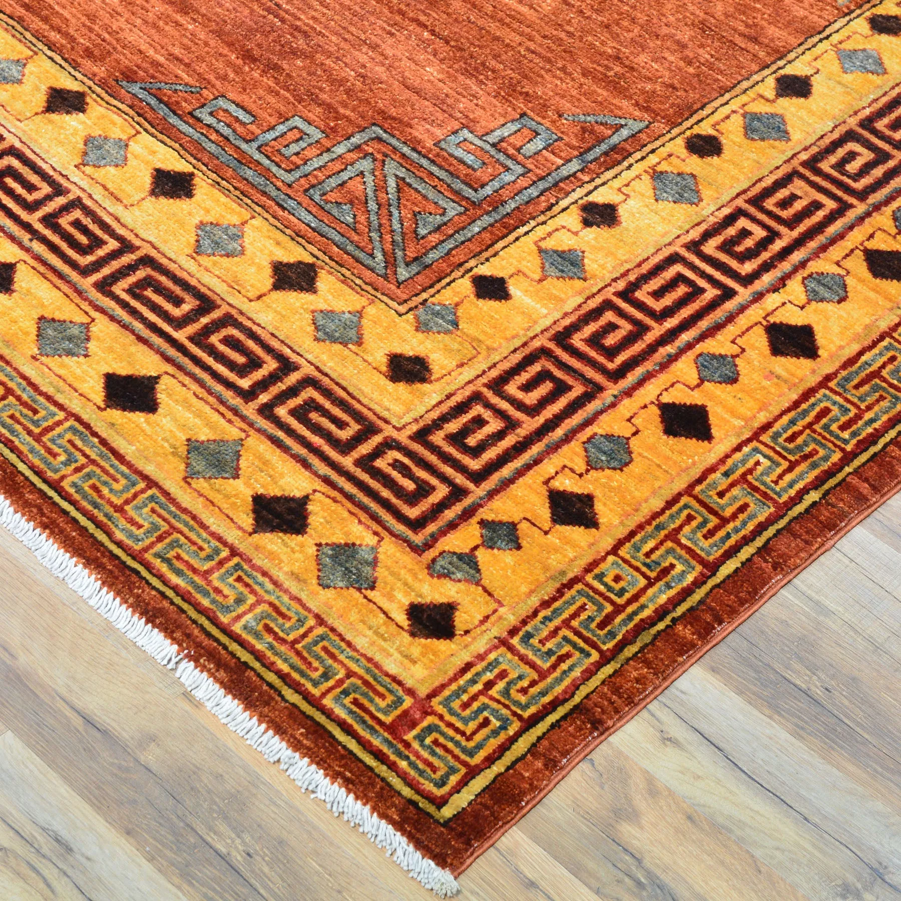 Hand-Knotted Afghan Tribal Khotan Design Wool Rug (Size 8.11 X 11.6) Cwral-9600