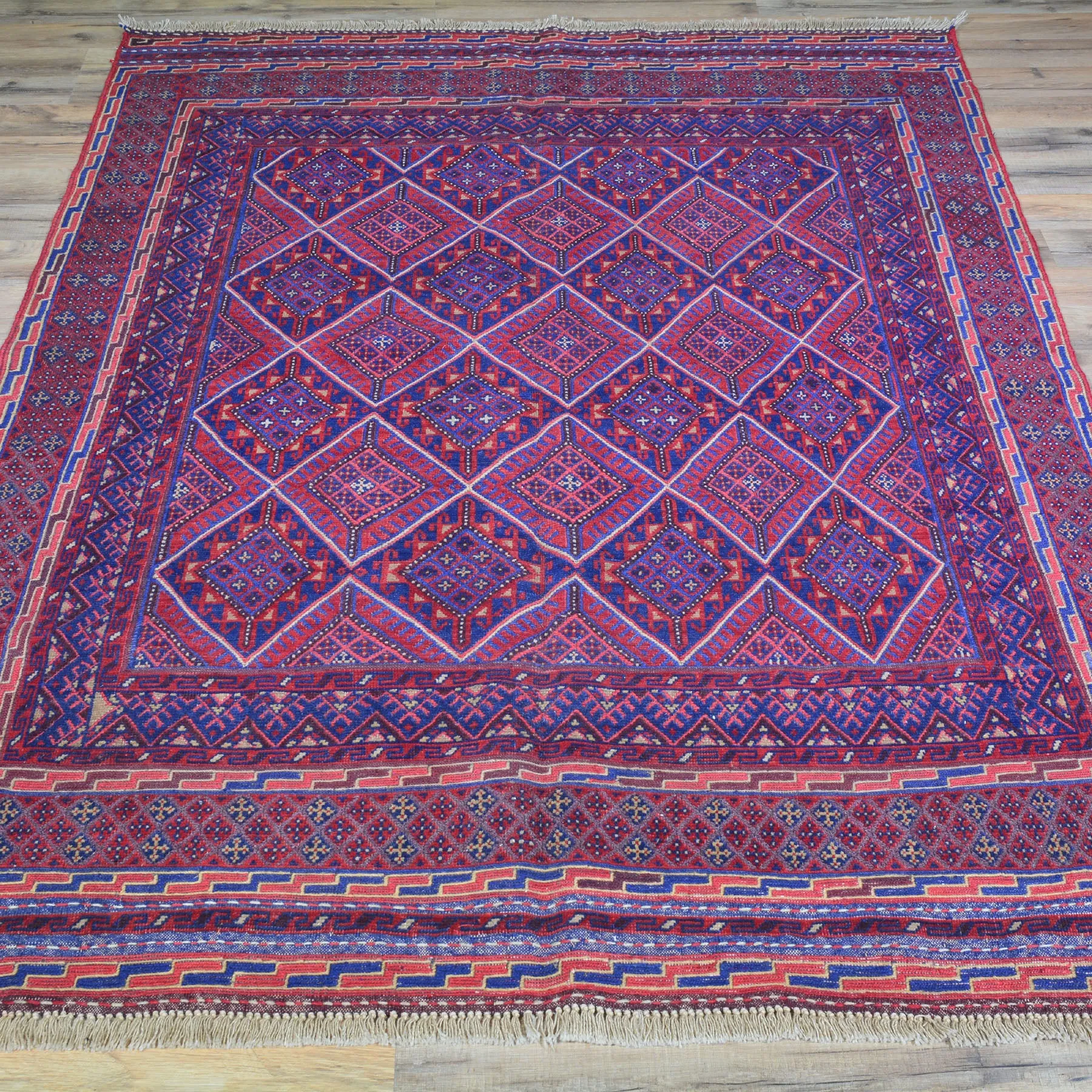 Hand-Knotted Afghan Tribal Mashwani Wool Rug (Size 4.6 X 6.2) Brral-3774