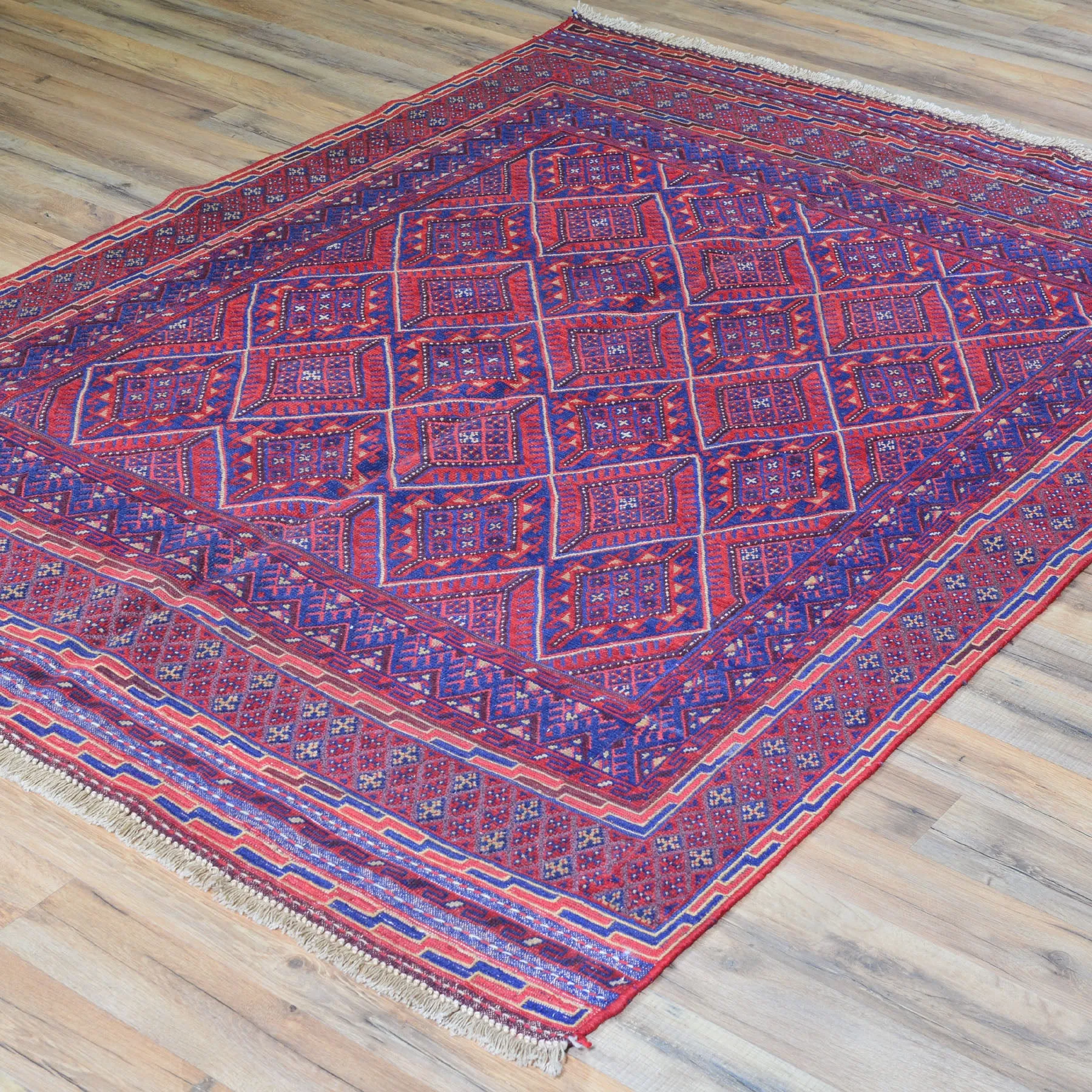 Hand-Knotted Afghan Tribal Mashwani Wool Rug (Size 4.6 X 6.2) Brral-3774