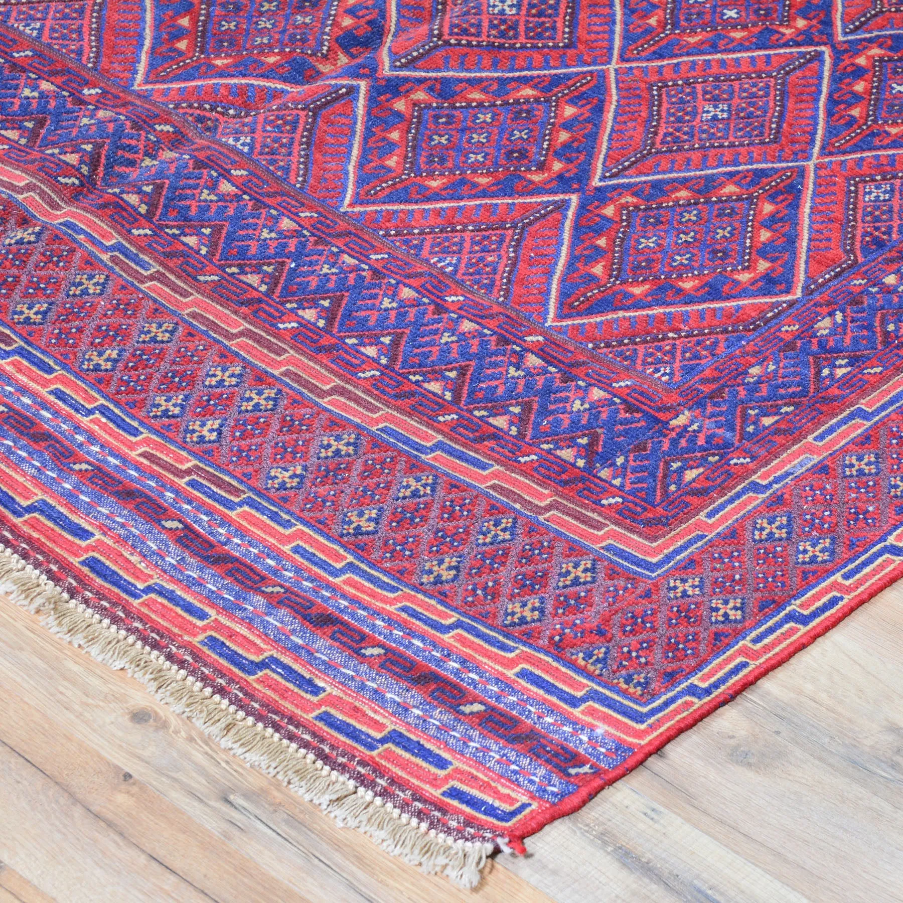 Hand-Knotted Afghan Tribal Mashwani Wool Rug (Size 4.6 X 6.2) Brral-3774