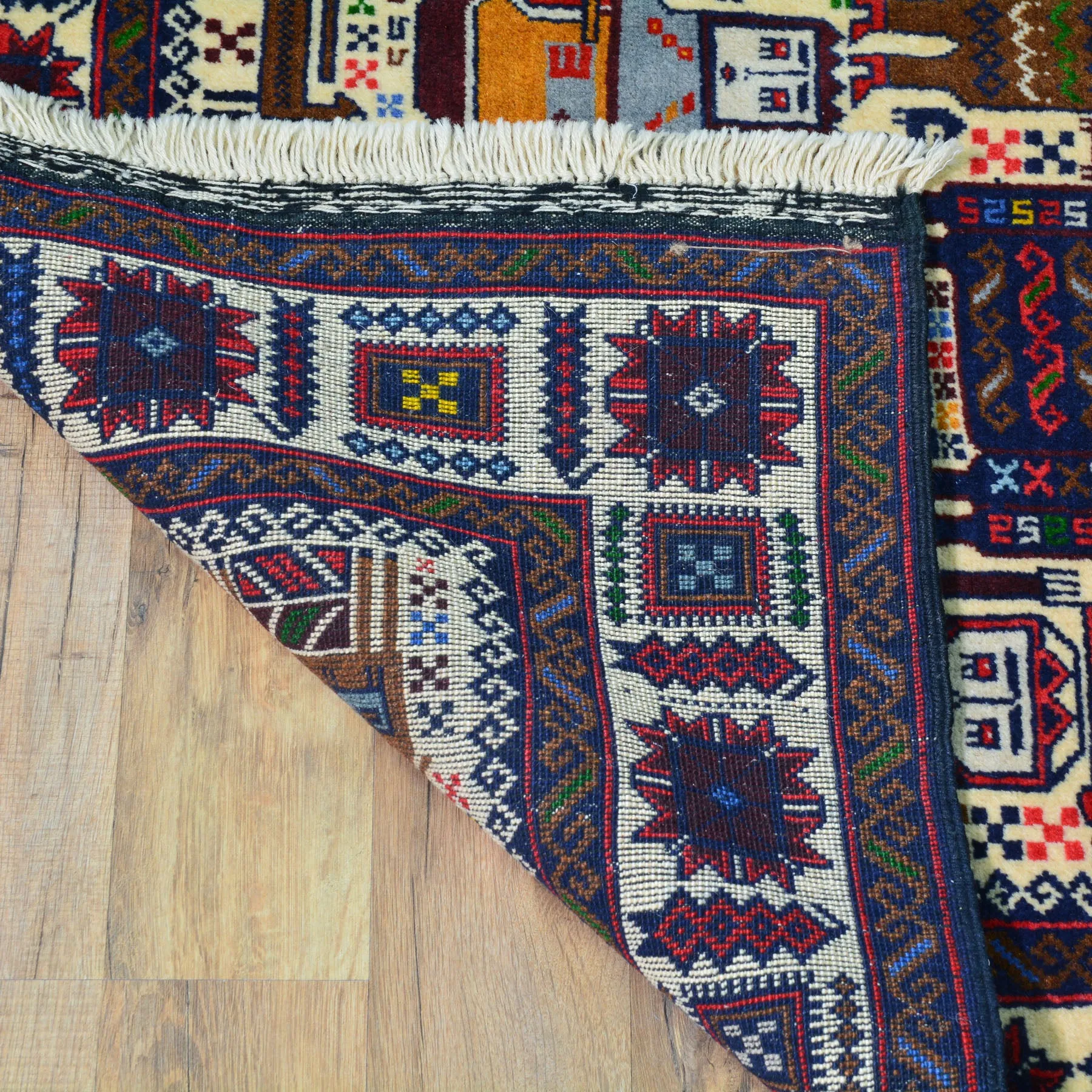 Hand-Knotted Afghan Tribal Pictorial Design Wool Handmade Rug (Size 3.9 X 6.2) Cwral-9117