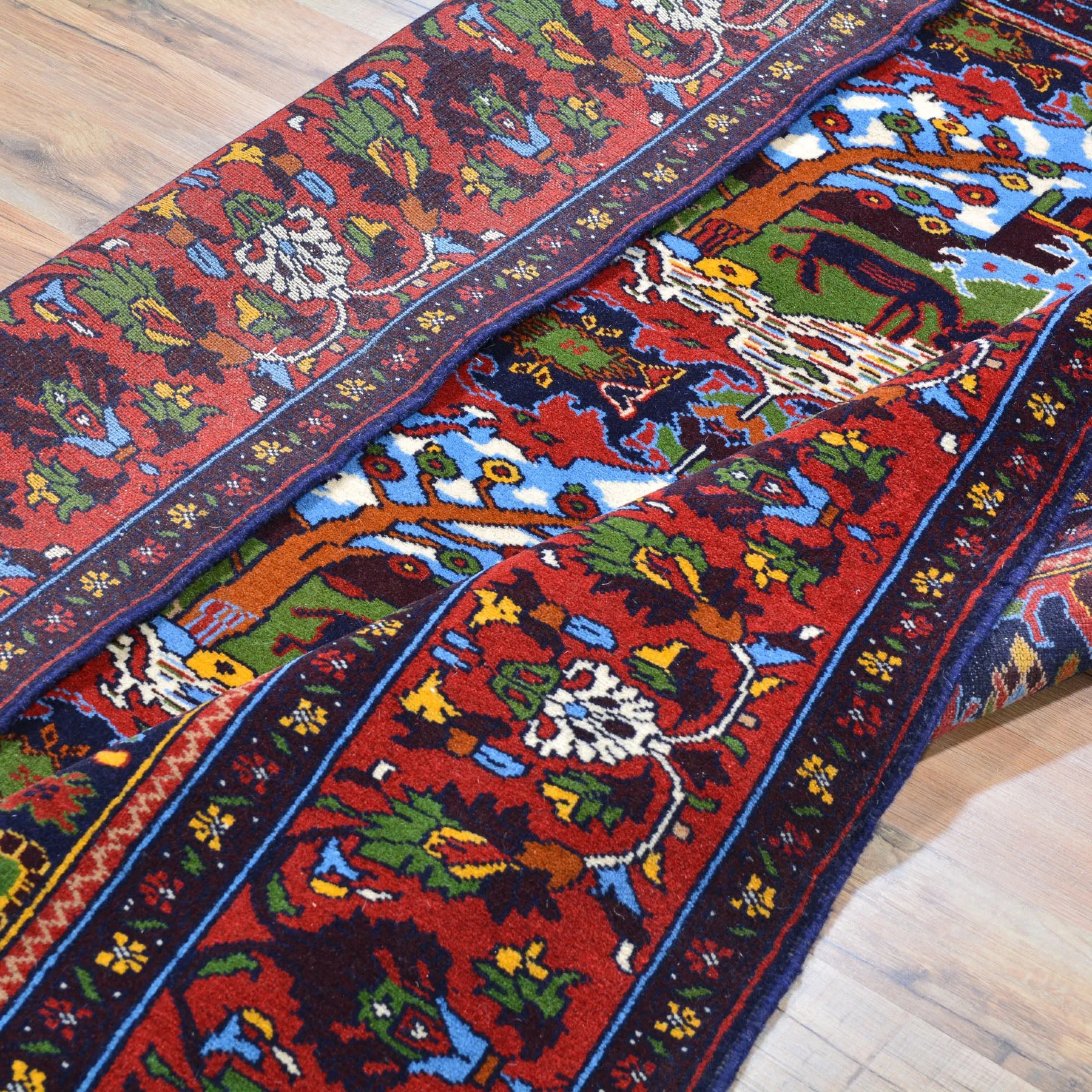 Hand-Knotted Afghan Tribal Pictorial Handmade Wool Rug (Size 4.2 X 6.1) Brral-4884