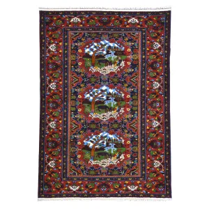 Hand-Knotted Afghan Tribal Pictorial Handmade Wool Rug (Size 4.2 X 6.1) Brral-4884