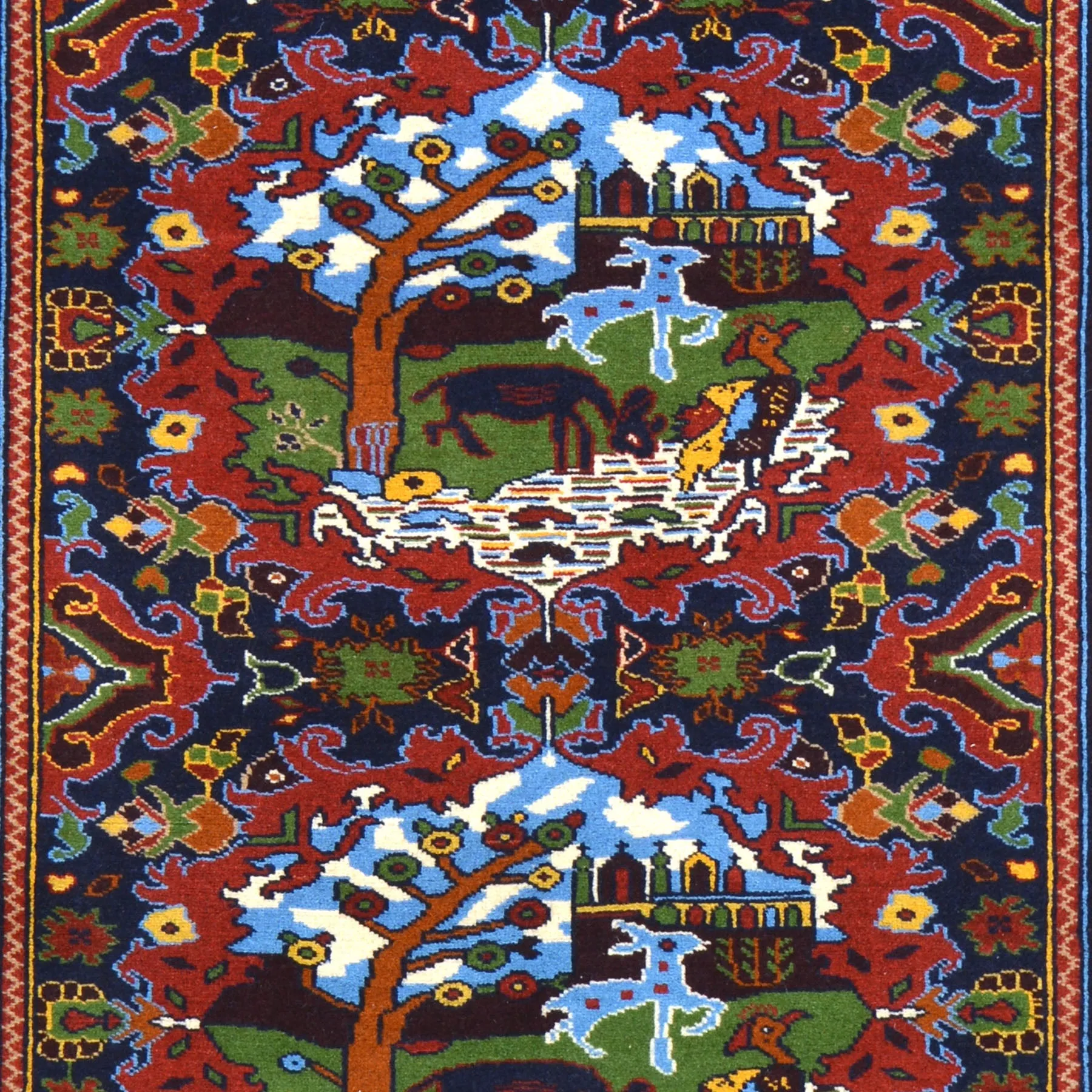 Hand-Knotted Afghan Tribal Pictorial Handmade Wool Rug (Size 4.2 X 6.1) Brral-4884