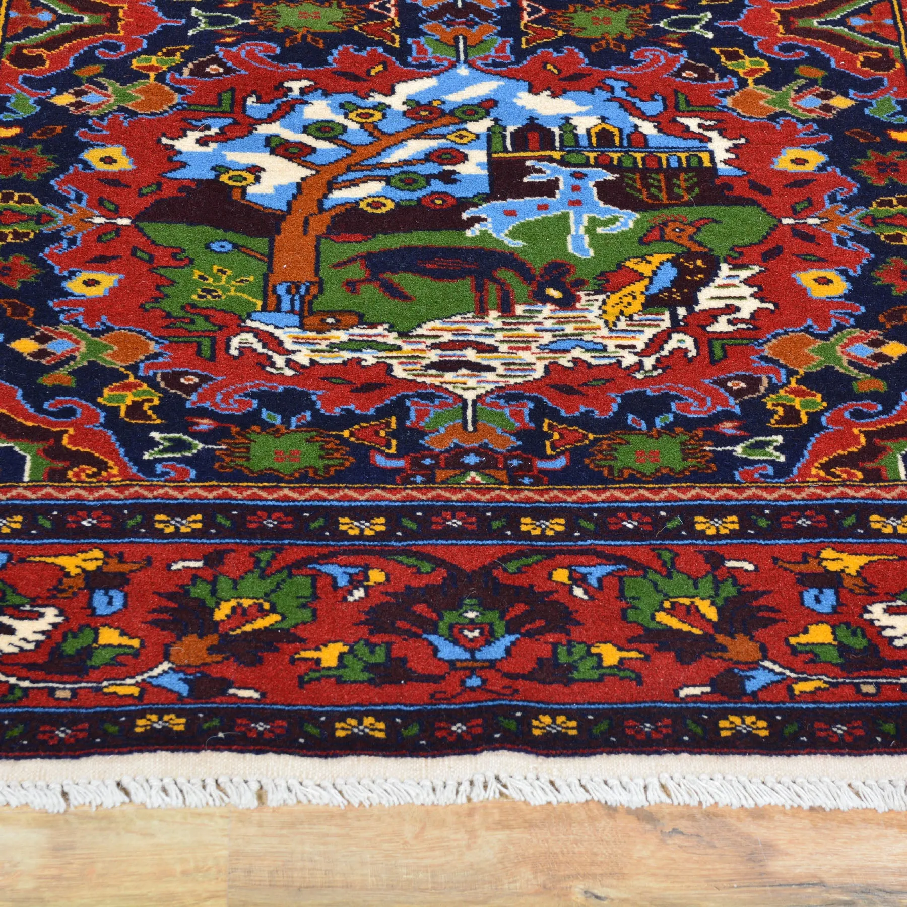 Hand-Knotted Afghan Tribal Pictorial Handmade Wool Rug (Size 4.2 X 6.1) Brral-4884