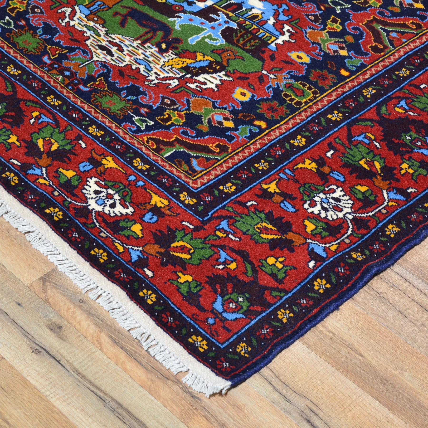 Hand-Knotted Afghan Tribal Pictorial Handmade Wool Rug (Size 4.2 X 6.1) Brral-4884