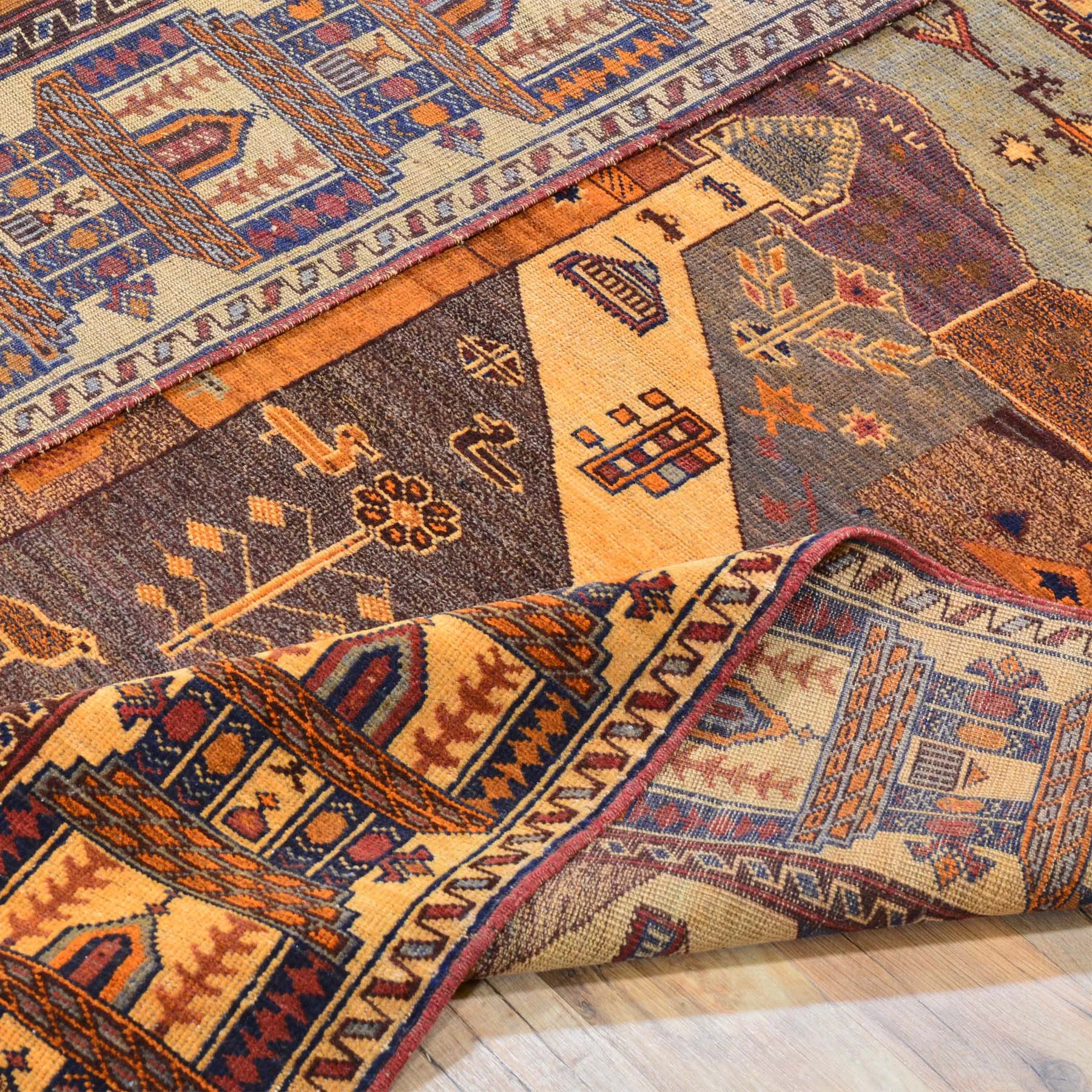 Hand-Knotted Afghan Tribal Pictorial Handmade Wool Rug (Size 4.8 X 6.0) Brral-6510