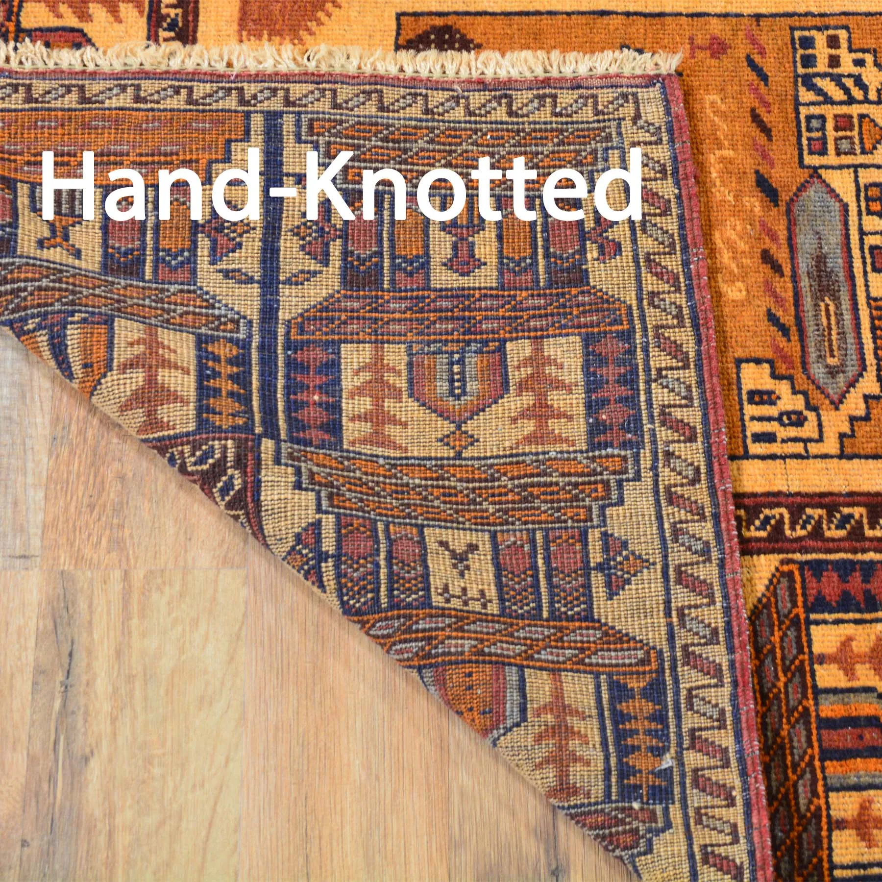 Hand-Knotted Afghan Tribal Pictorial Handmade Wool Rug (Size 4.8 X 6.0) Brral-6510