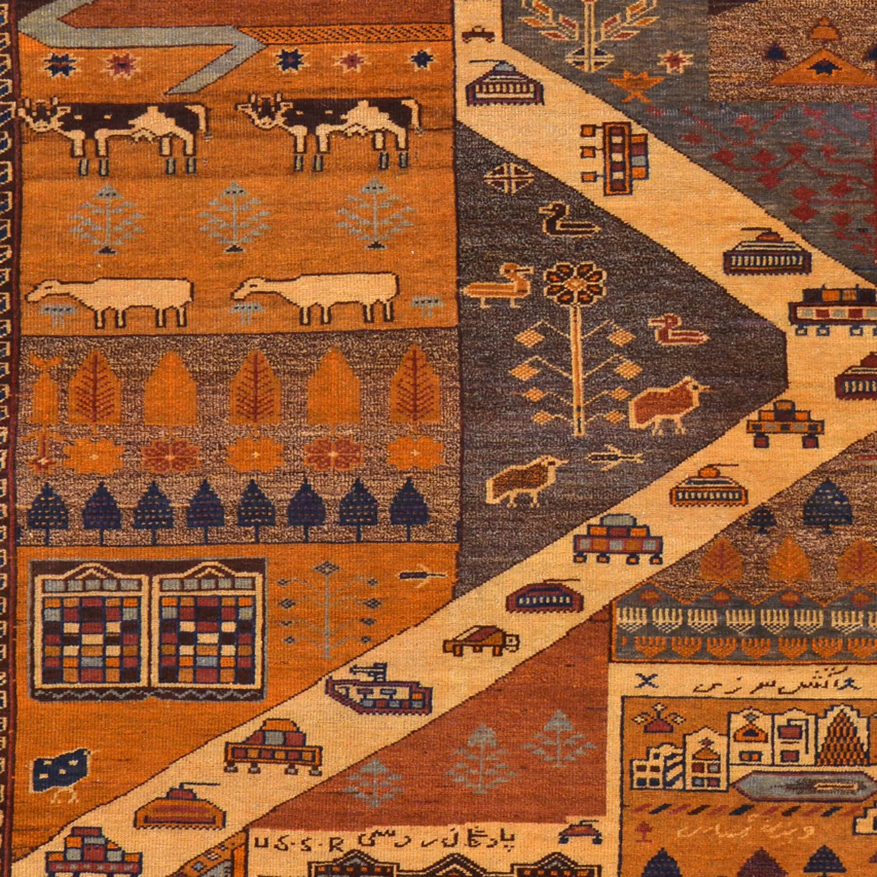 Hand-Knotted Afghan Tribal Pictorial Handmade Wool Rug (Size 4.8 X 6.0) Brral-6510