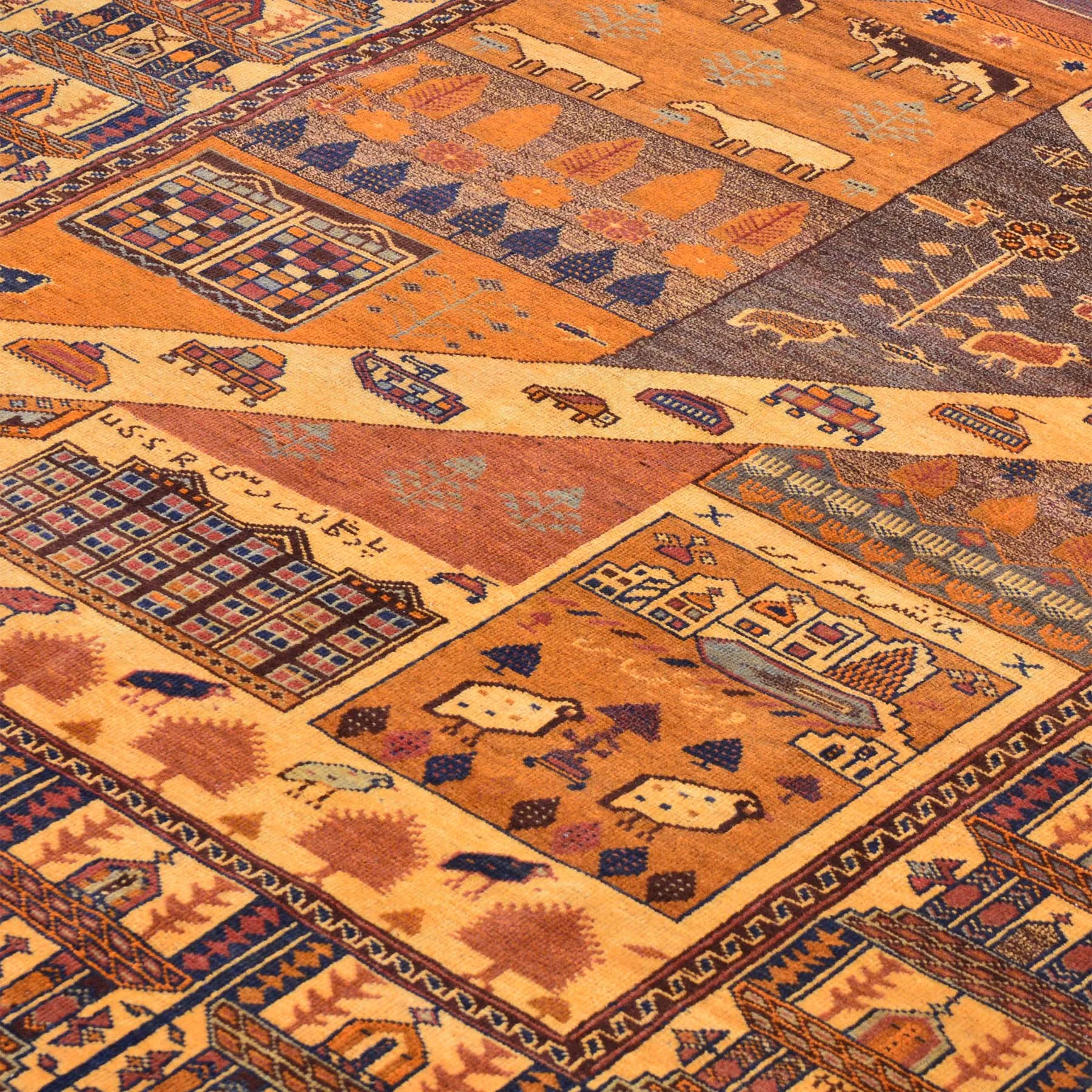 Hand-Knotted Afghan Tribal Pictorial Handmade Wool Rug (Size 4.8 X 6.0) Brral-6510