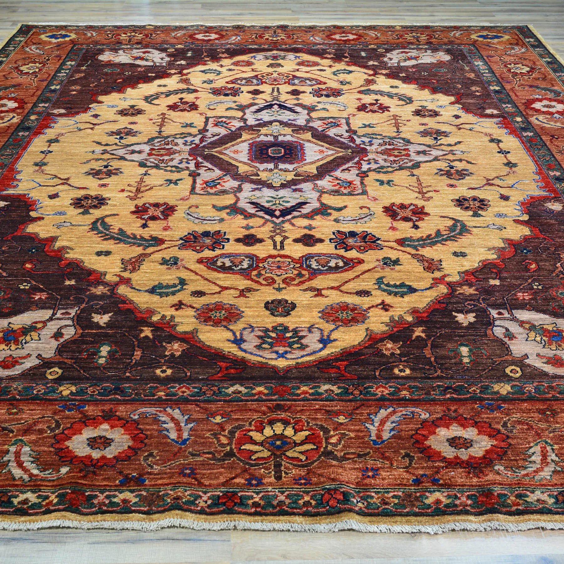 Hand-Knotted Afghan Tribal Traditional Design Handmade Wool Rug (Size 8.11 X 11.5) Cwral-10473