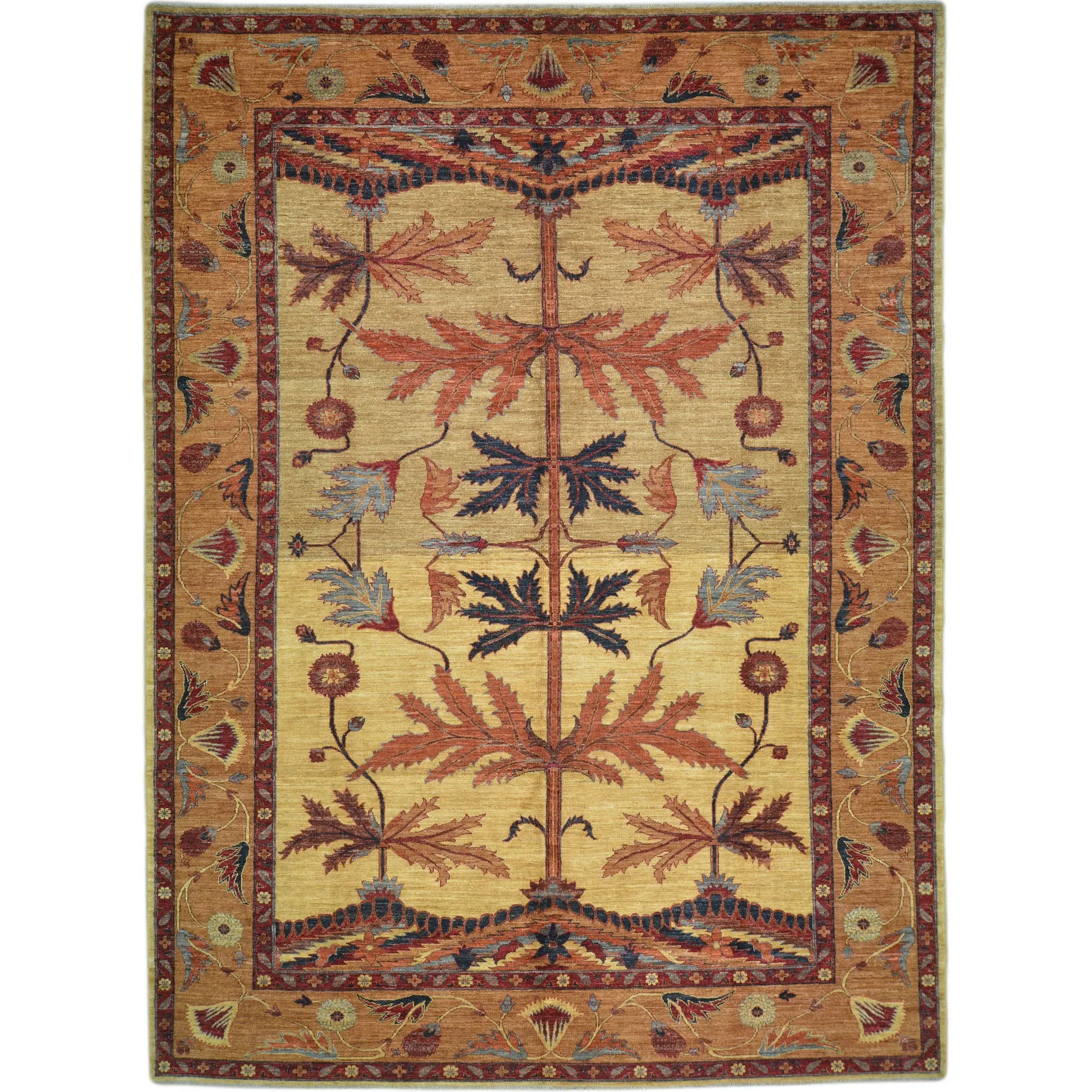 Hand-Knotted Afghan Tribal Traditional Design Wool Rug (Size 9.6 X 12.8) Cwral-9591