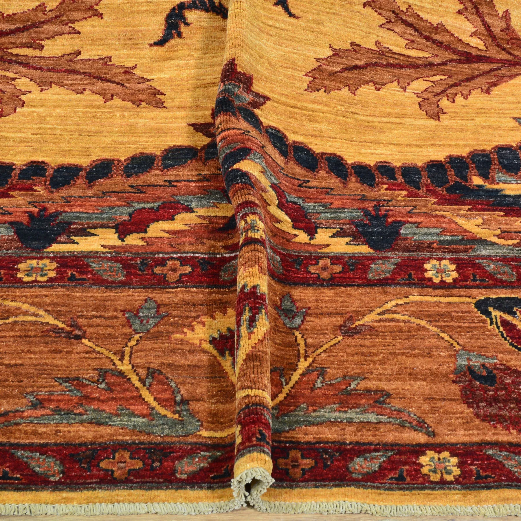 Hand-Knotted Afghan Tribal Traditional Design Wool Rug (Size 9.6 X 12.8) Cwral-9591