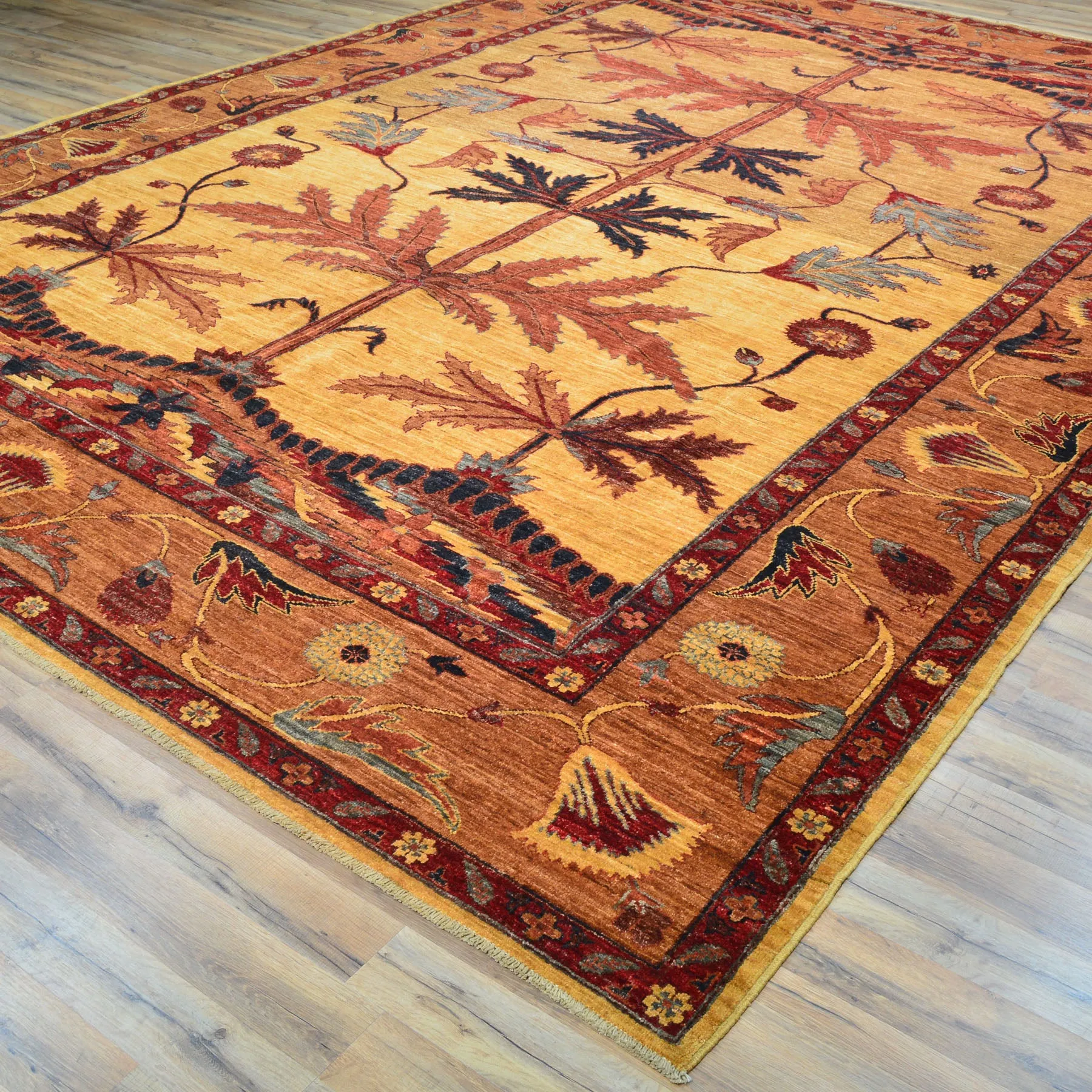 Hand-Knotted Afghan Tribal Traditional Design Wool Rug (Size 9.6 X 12.8) Cwral-9591