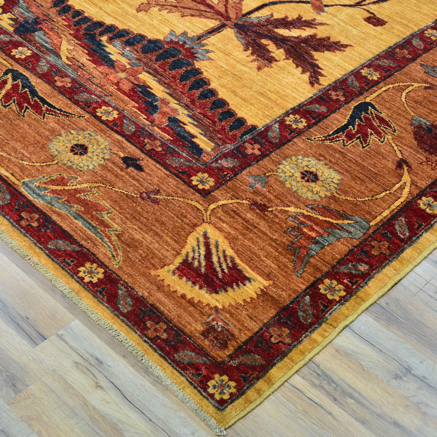 Hand-Knotted Afghan Tribal Traditional Design Wool Rug (Size 9.6 X 12.8) Cwral-9591