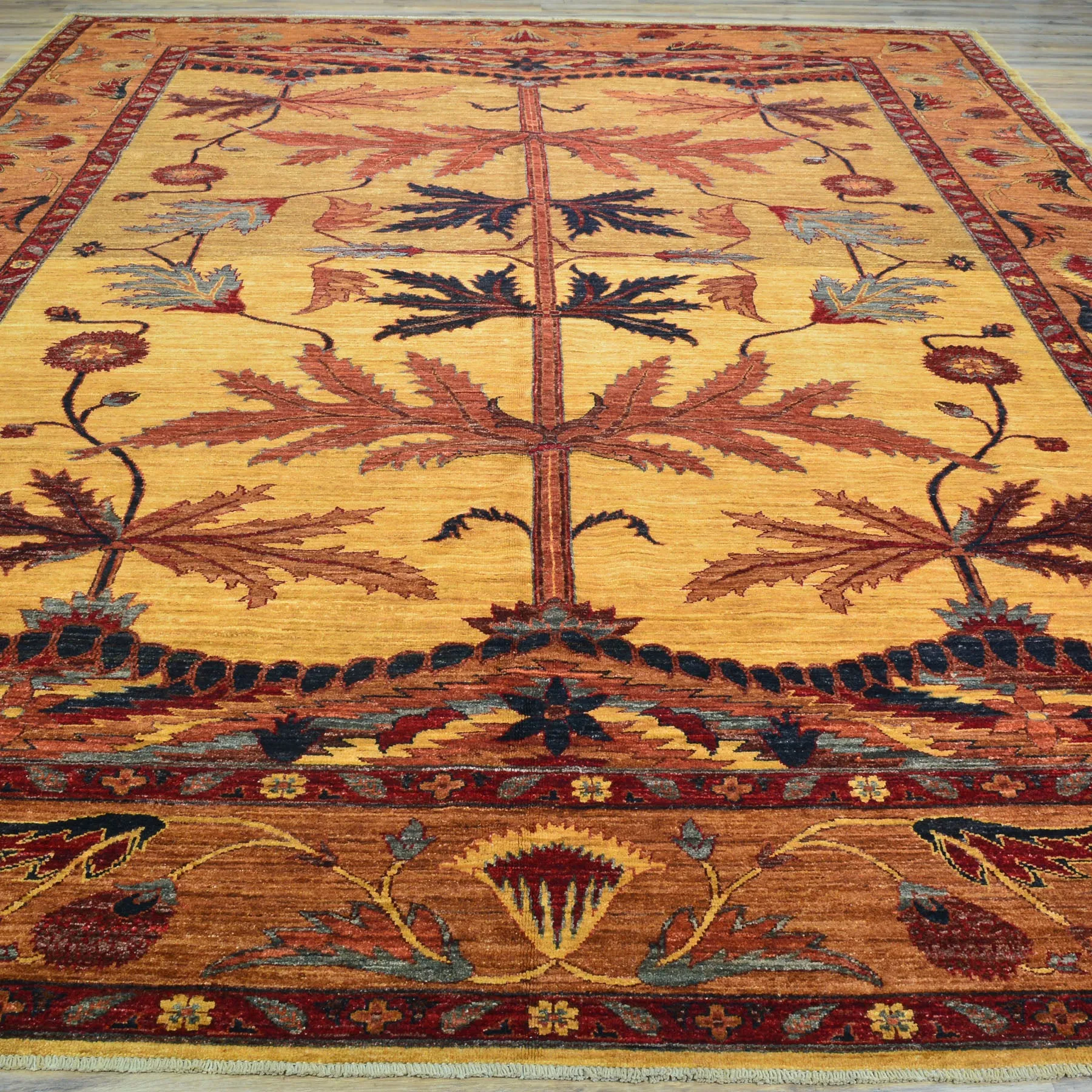 Hand-Knotted Afghan Tribal Traditional Design Wool Rug (Size 9.6 X 12.8) Cwral-9591