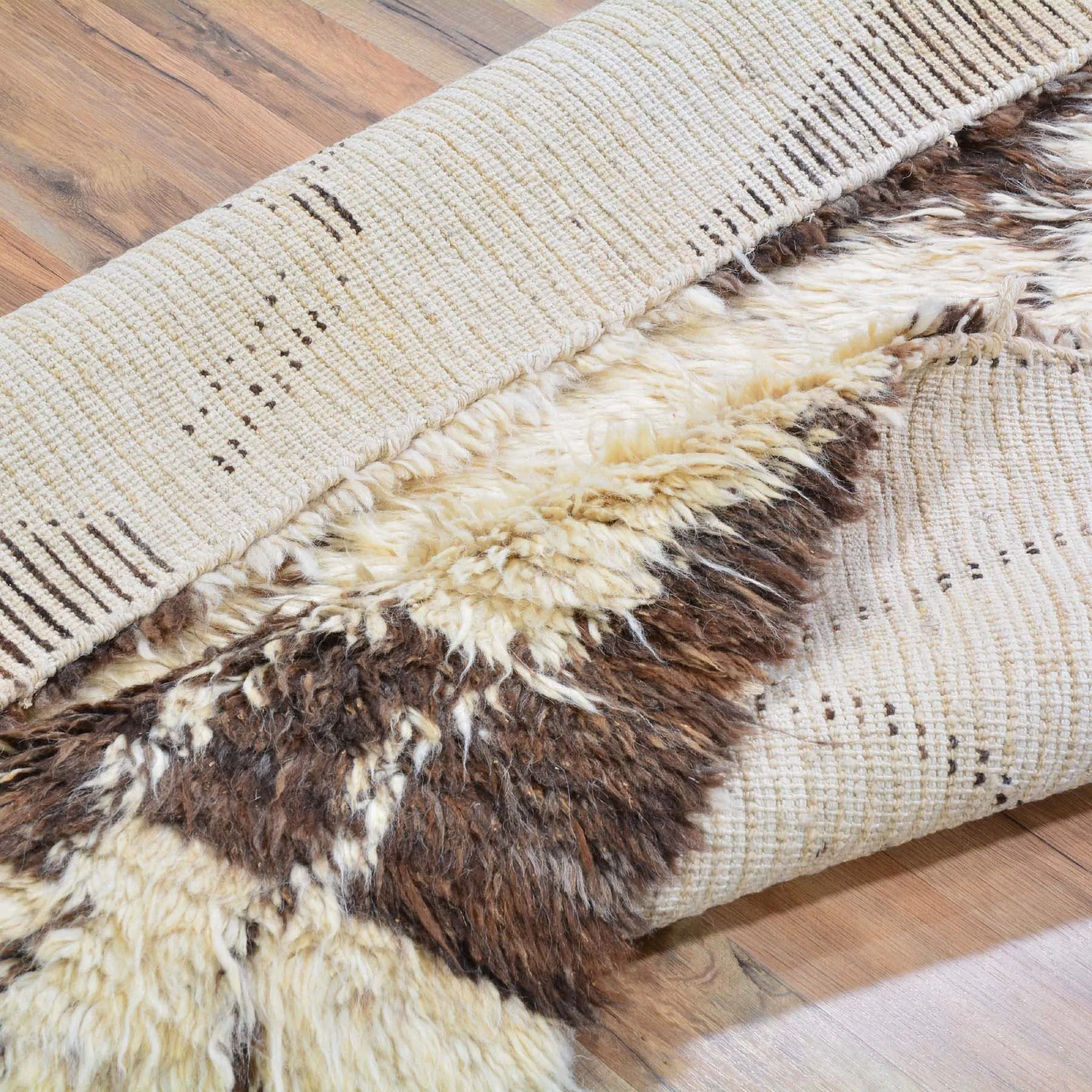 Hand-Knotted Afghan Undyed Sheep Wool Handmade Shaggy Rug (Size 4.0 X 6.0) Cwral-6615