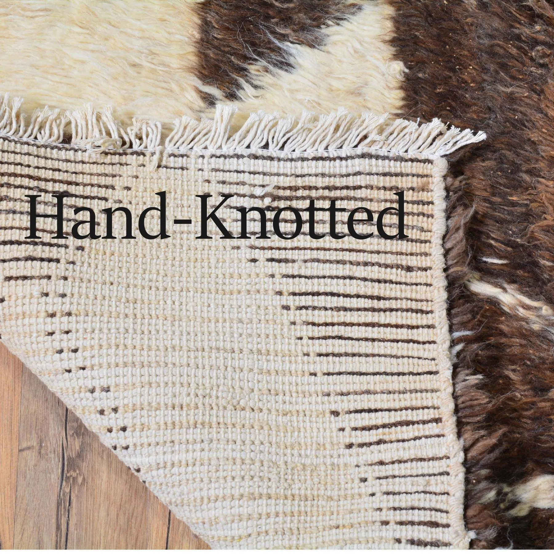 Hand-Knotted Afghan Undyed Sheep Wool Handmade Shaggy Rug (Size 4.0 X 6.0) Cwral-6615