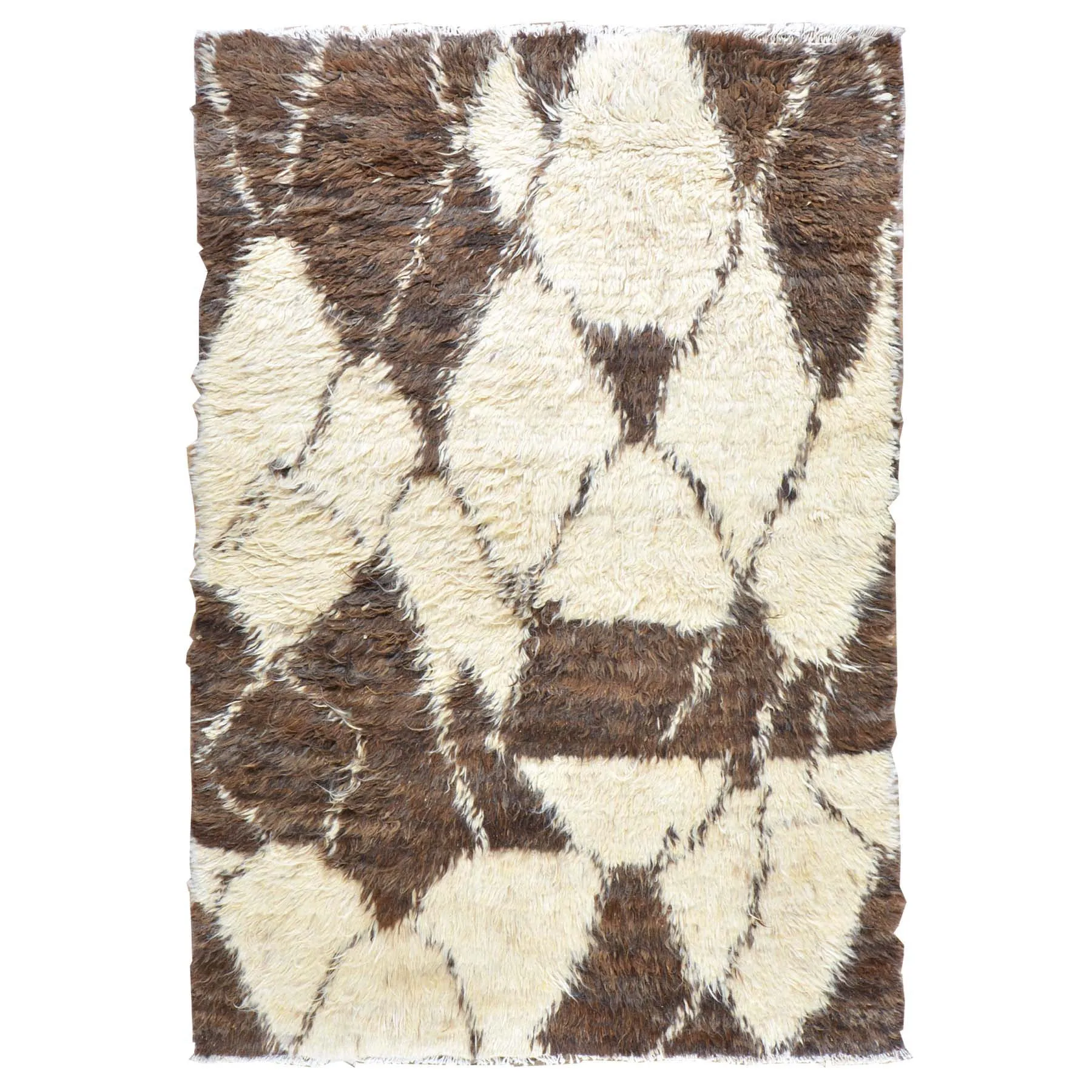 Hand-Knotted Afghan Undyed Sheep Wool Handmade Shaggy Rug (Size 4.0 X 6.0) Cwral-6615