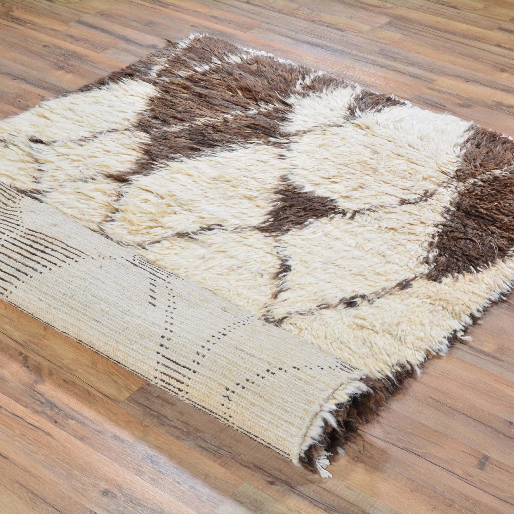 Hand-Knotted Afghan Undyed Sheep Wool Handmade Shaggy Rug (Size 4.0 X 6.0) Cwral-6615