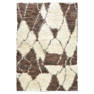 Hand-Knotted Afghan Undyed Sheep Wool Handmade Shaggy Rug (Size 4.0 X 6.0) Cwral-6615